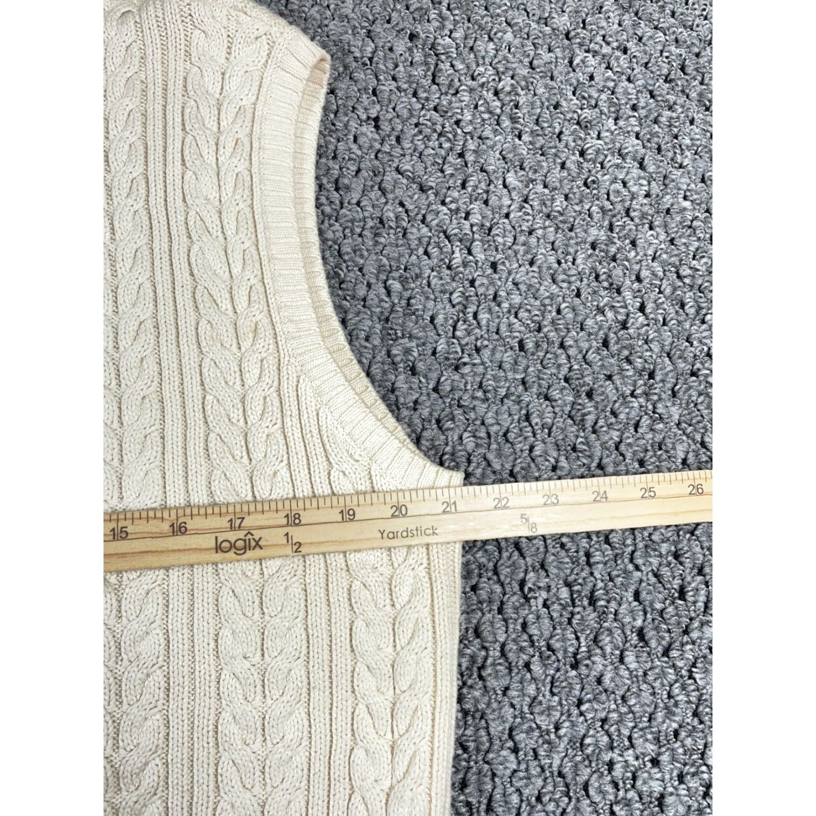 Nautica Nautica Tennis Style Sweater Vest Adult Medium Beige Blue Cable Knit Button Up Vest Womens/Mens? Size US M / EU 48-50 / 2 - 5 Thumbnail