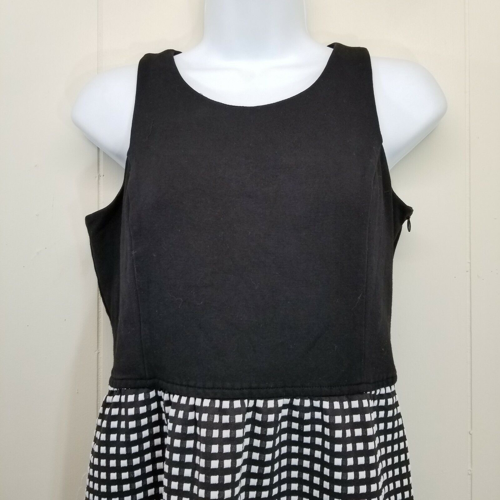 Tabitha Simmons Anthro Tabitha 2 Dress Black White Check Sleeveless Fit Flar Size XS / US 0-2 / IT 36-38 - 2 Thumbnail