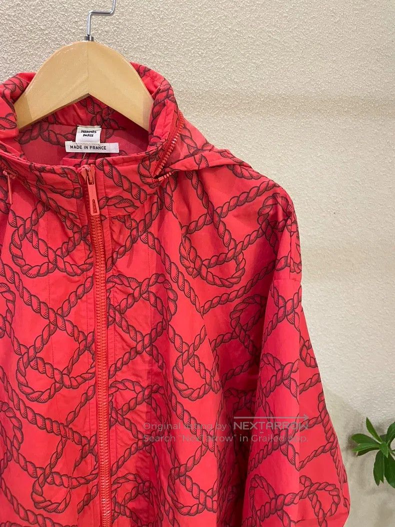 Hermes Hermes Red Rope Knot Printed Windbreaker Jacket Size XXS / US 00 / IT 34 - 4 Thumbnail