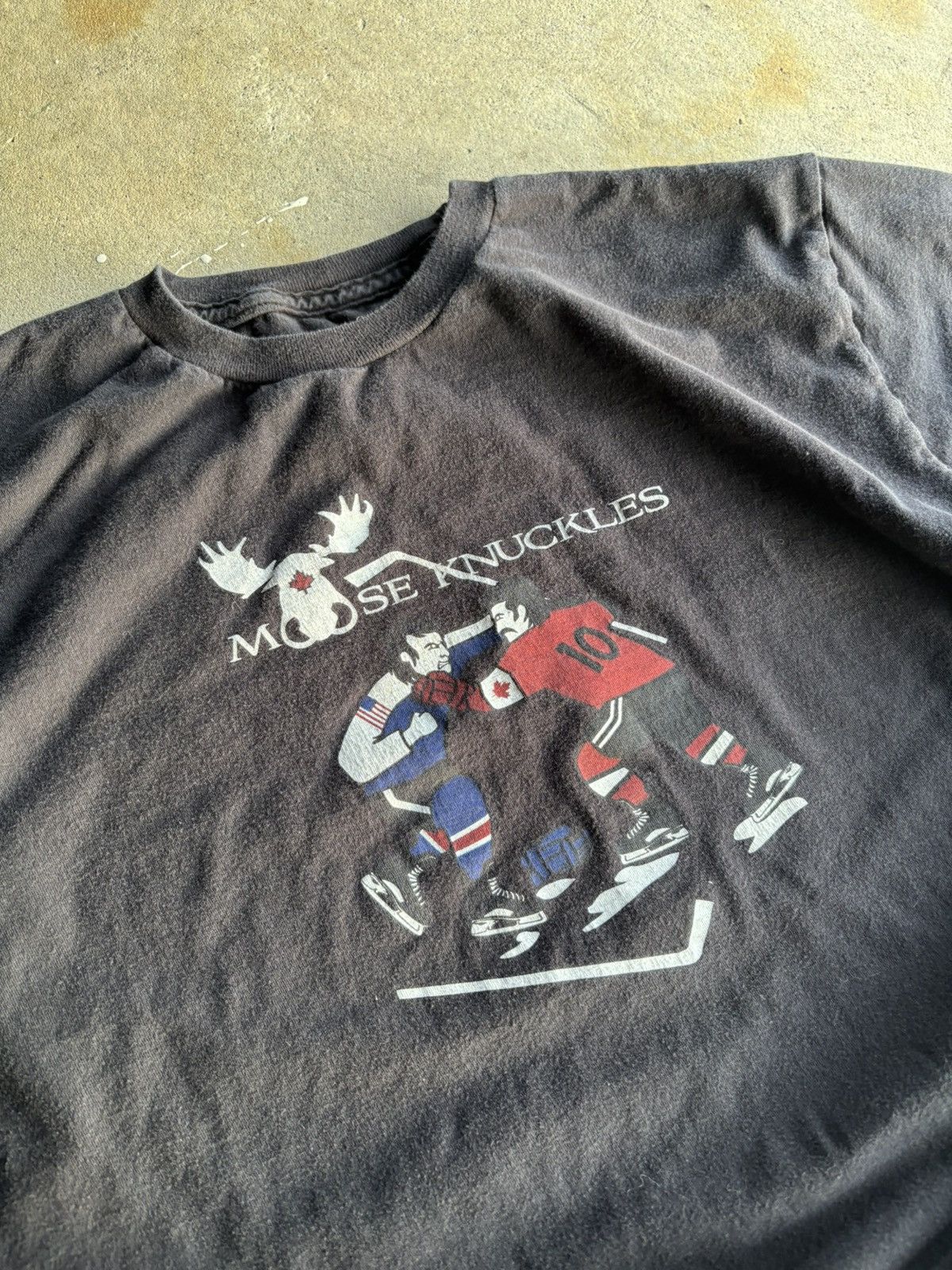 Moose Knuckles Crazy Faded Black Mooseknuckles Canada Hockey Fight Tee Size US M / EU 48-50 / 2 - 3 Thumbnail