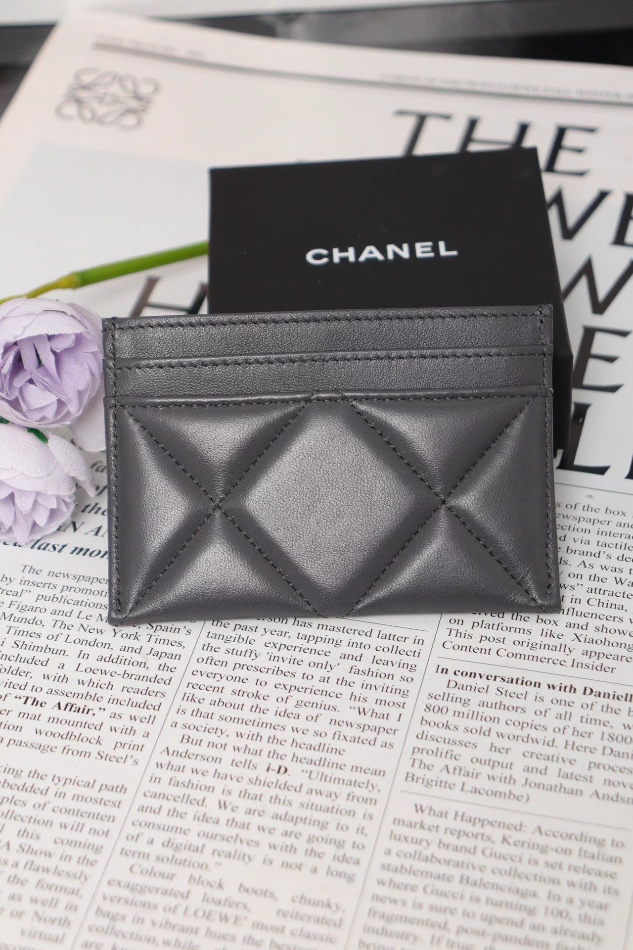 Chanel Chanel 19bag Gray Sheepskin Card Holder 11x7.5cm No Acc Size ONE SIZE - 2 Thumbnail