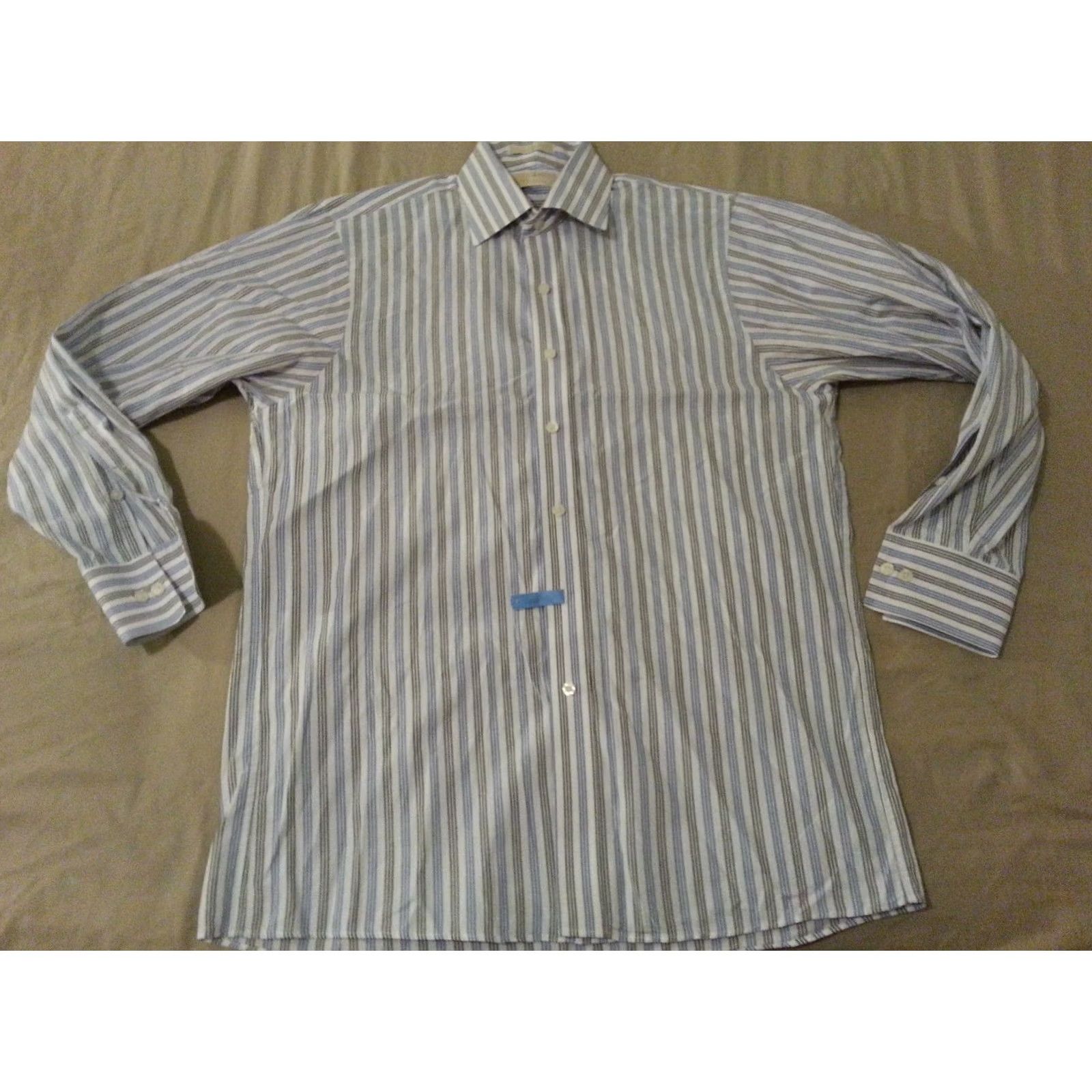 Michael Kors Michael Kors Dress Shirt Mens Blue Stripes Cotton Long Button 15 32 33 Size 40R - 2 Thumbnail