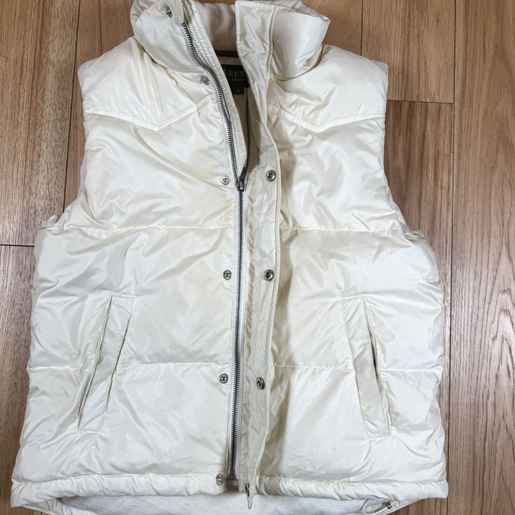 Vintage VINTAGE Lauren Ralph Lauren Womens Vest Quilted Water Repellent Down White Cream M White Womens Quilted Down Vest Size M / US 6-8 / IT 42-44 - 6 Thumbnail