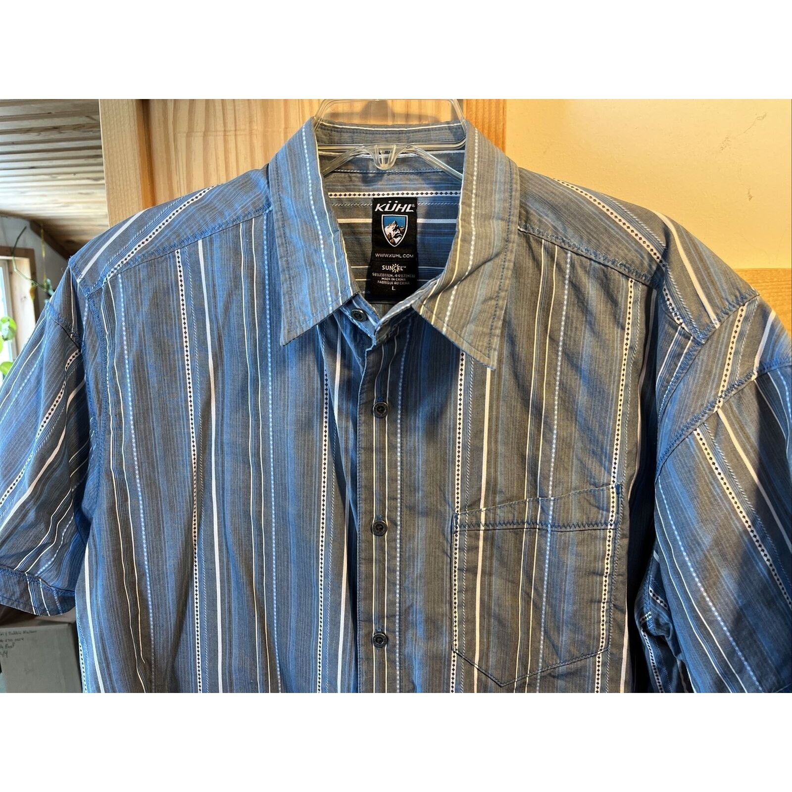 Kuhl Kühl Suncel Men’s L Blue White Striped Cotton Tencel Shirt Size US L / EU 52-54 / 3 - 4 Thumbnail
