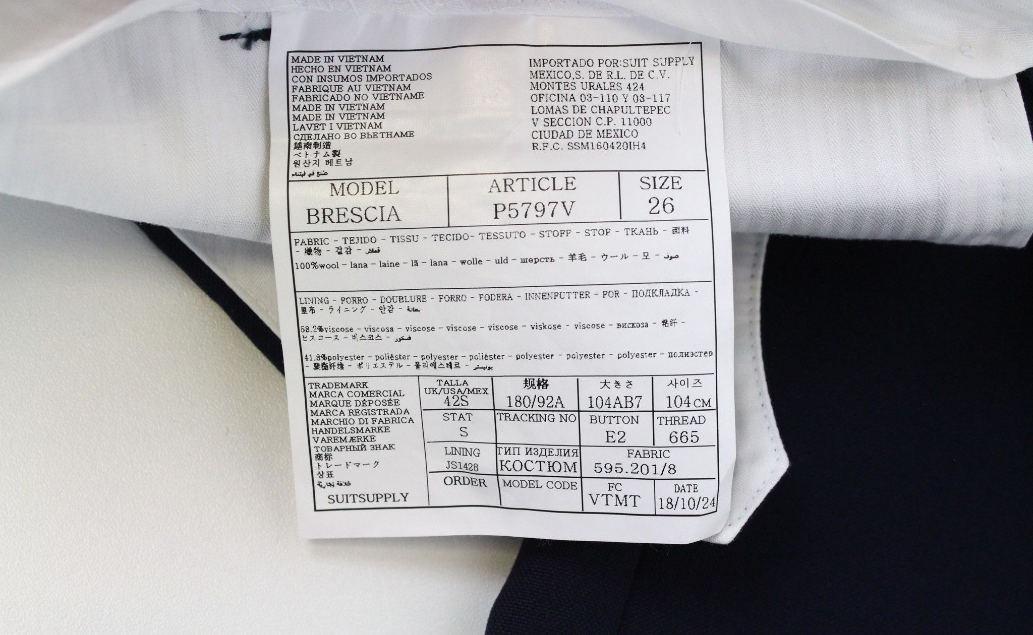 Suitsupply BRESCIA UK42S Blue Wool Flat-Front Trousers 67696 Size US 42 / EU 58 - 5 Thumbnail