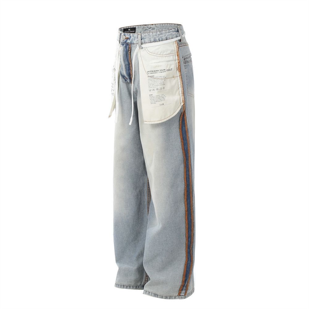 Japanese Brand × Vintage Street men's loose hip-hop straight stitching washed jeans Size US 32 / EU 48 - 2 Thumbnail