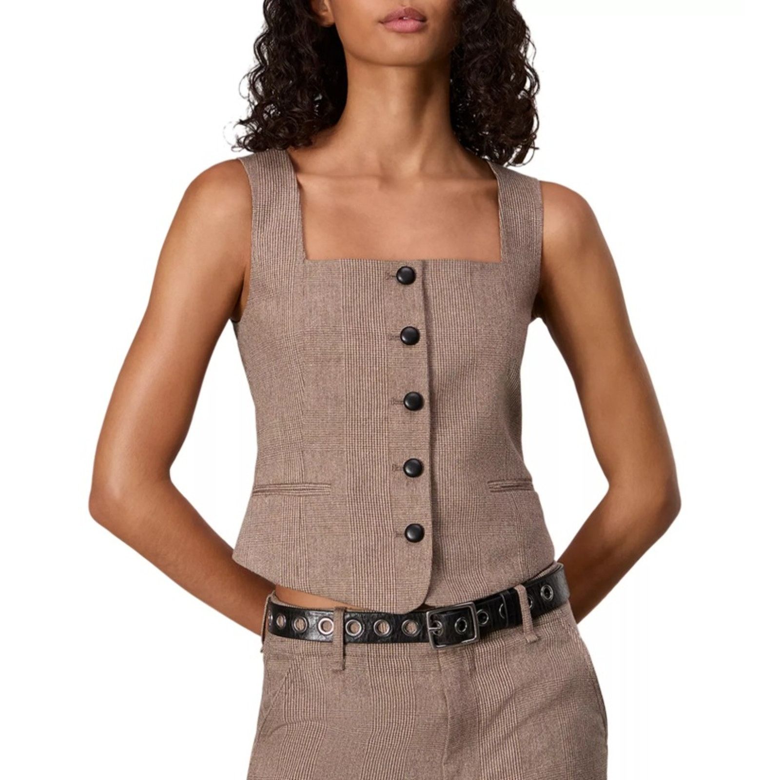 Rag & Bone Rag & Bone Women Camel Plaid Italian Wool Vest Top Size US 2 Size XS / US 0-2 / IT 36-38 - 1 Thumbnail
