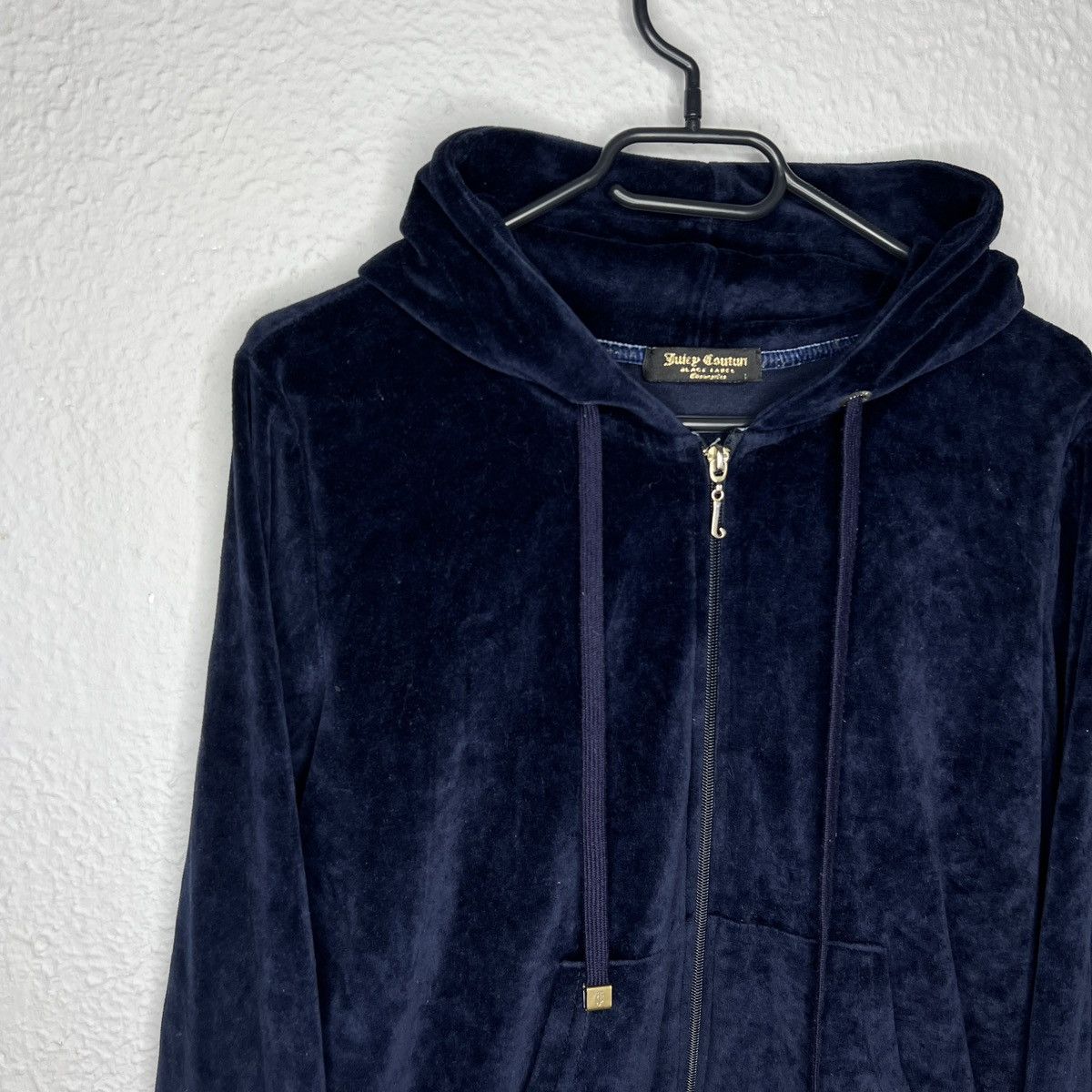 Juicy Couture × Vintage Juicy Couture Black Label Velour Hoodie Navy Big Logo Size M / US 6-8 / IT 42-44 - 4 Thumbnail