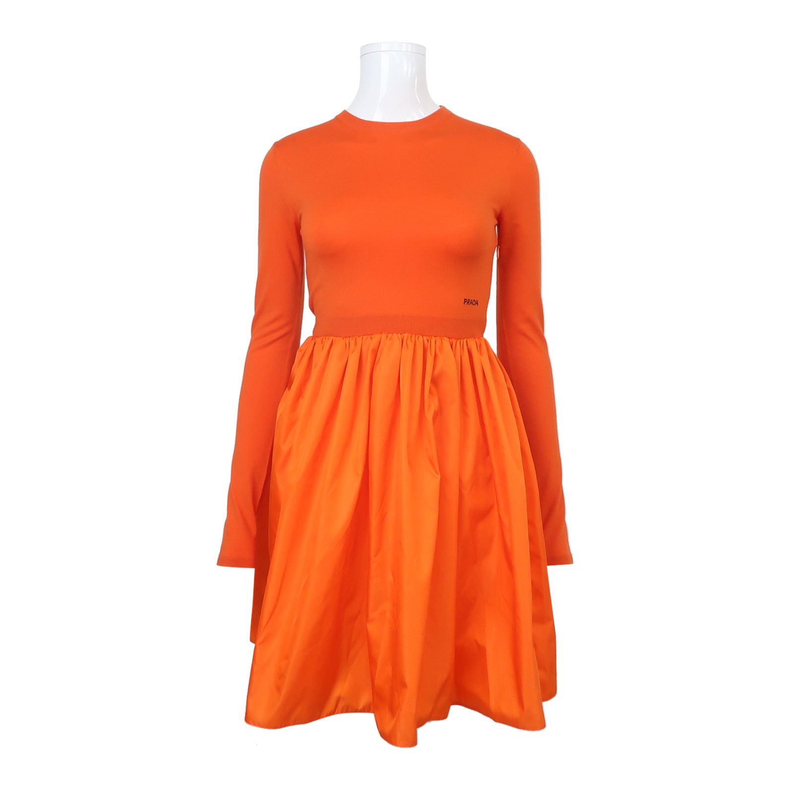 Prada Prada Orange Wool Logo Dress for Women - dmc Size S / US 4 / IT 40 - 1 Thumbnail
