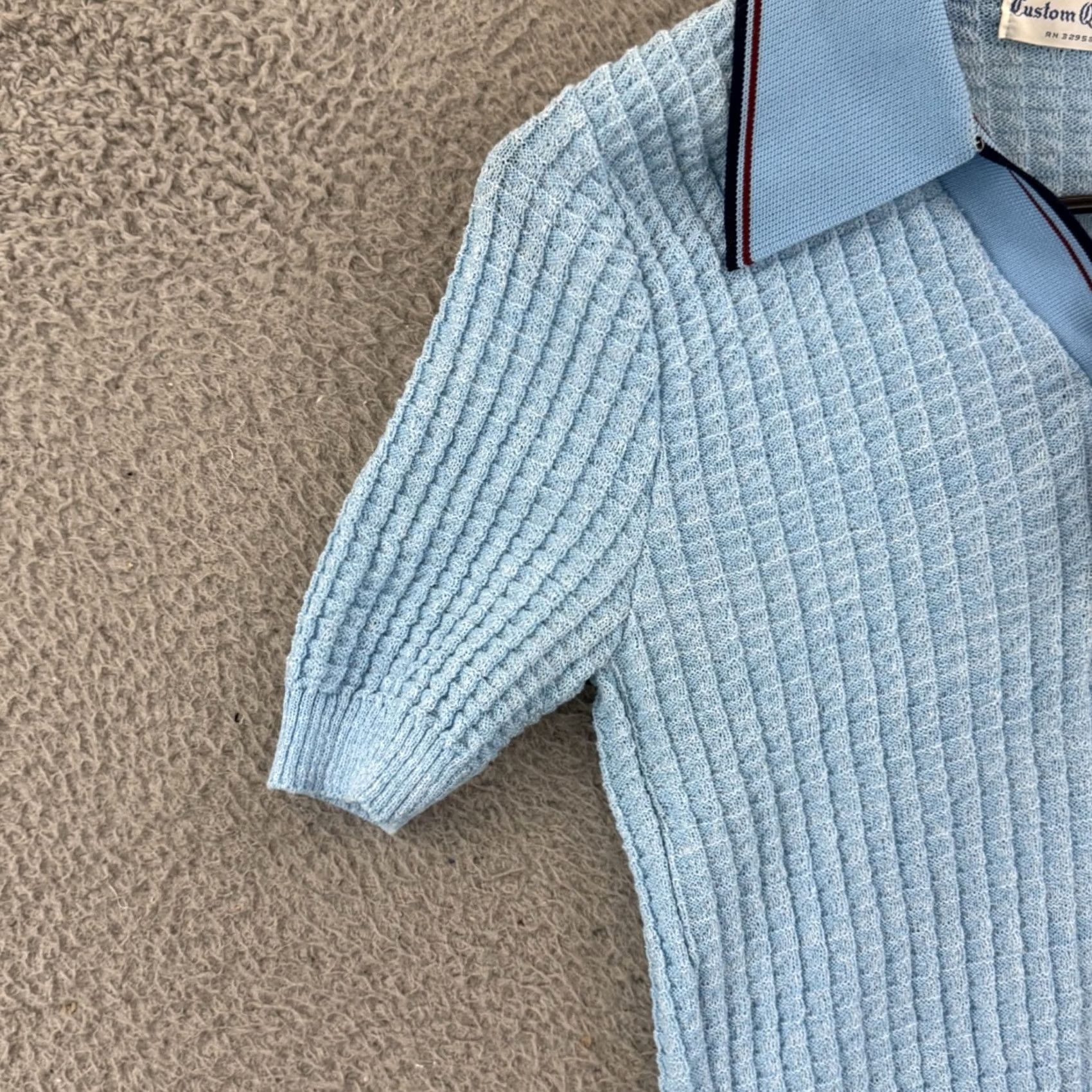 Vintage VINTAGE Custom Quality Shirt Womens Small Blue 60s Terry Cloth Button Blouse Size S / US 4 / IT 40 - 4 Thumbnail