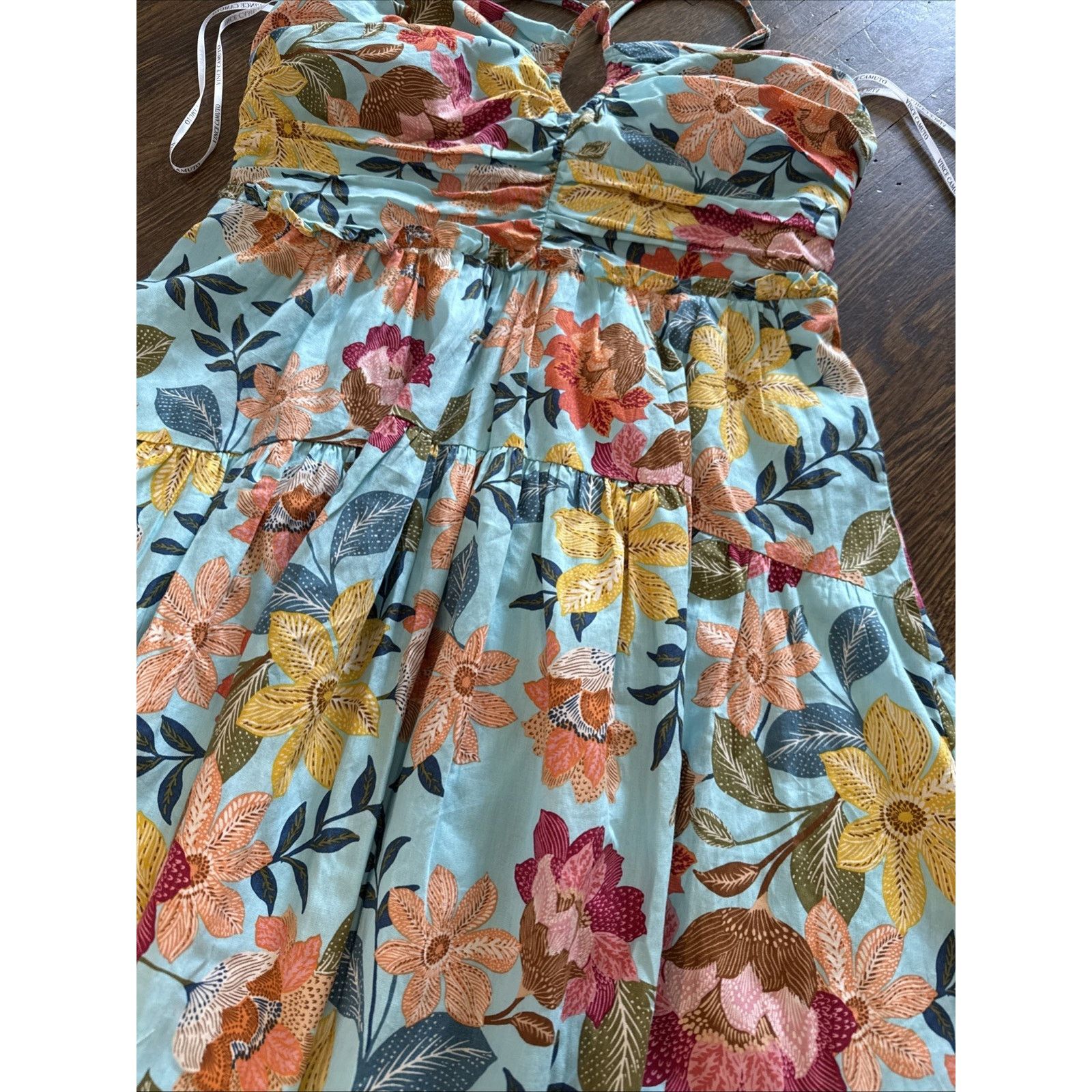 Vince Camuto Vince Camuto Dress 12 Blue Floral Halter Fit Flare Lined Size XL / US 12-14 / IT 48-50 - 9 Thumbnail