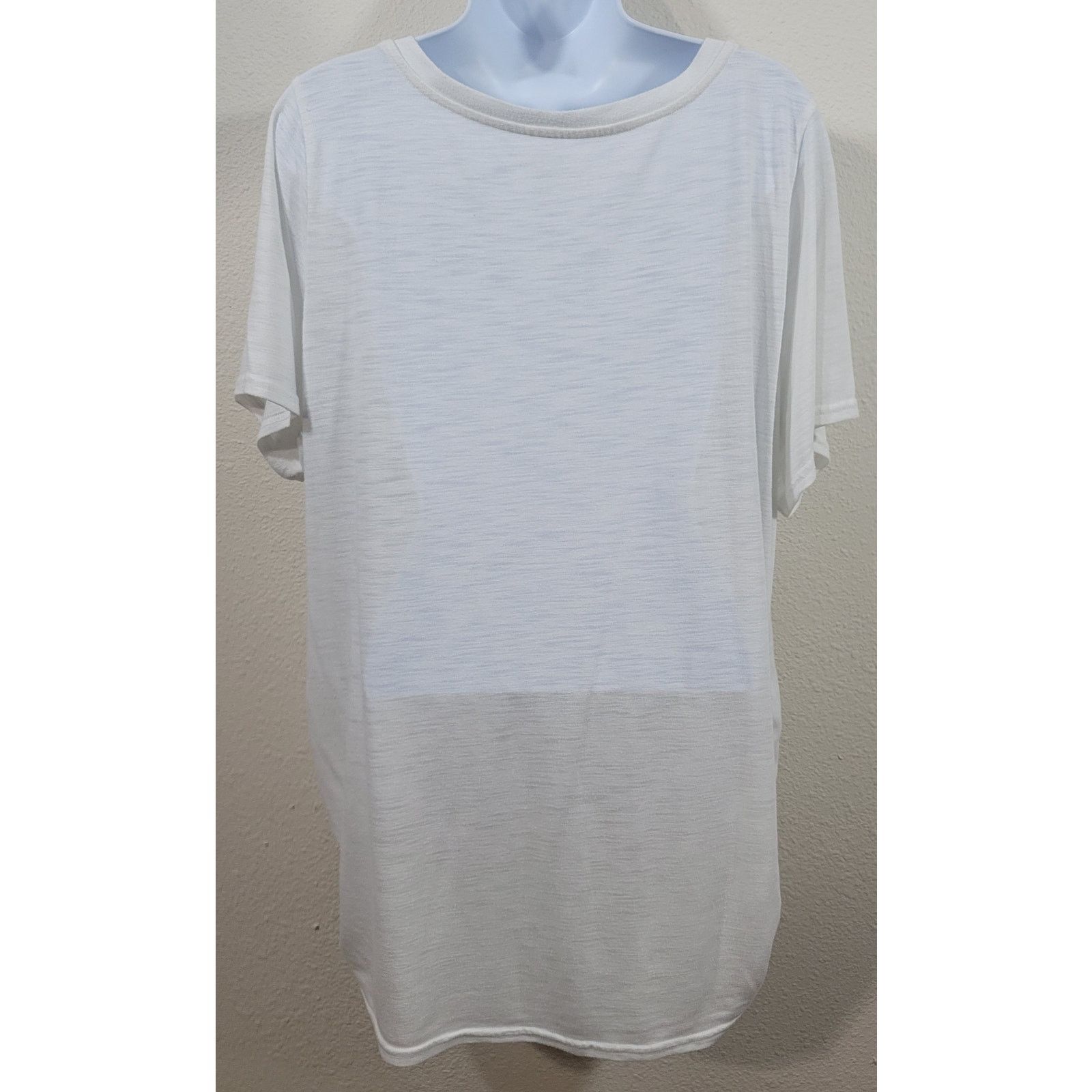 Other White Slub Knit V-Neck Top 22 24 Gathered Side Hem Size 3XL / US 20-22 - 3 Thumbnail