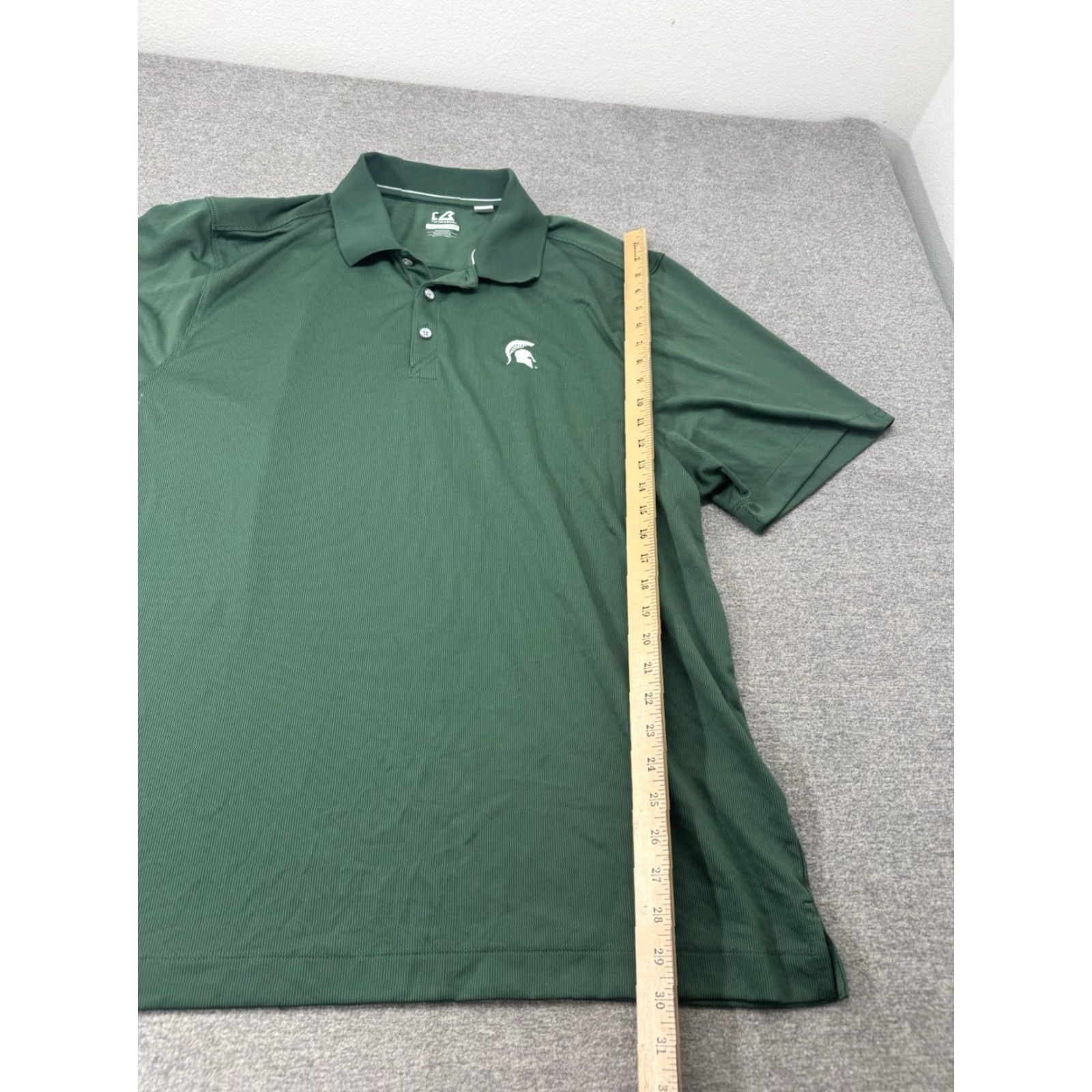 Cutter & Buck Michigan State Spartans Polo Shirt Men's 2XL Golf Stretch Performance Highlighted Logo Green State 2XL Mens Polo Size US XXL / EU 58 / 5 - 5 Thumbnail