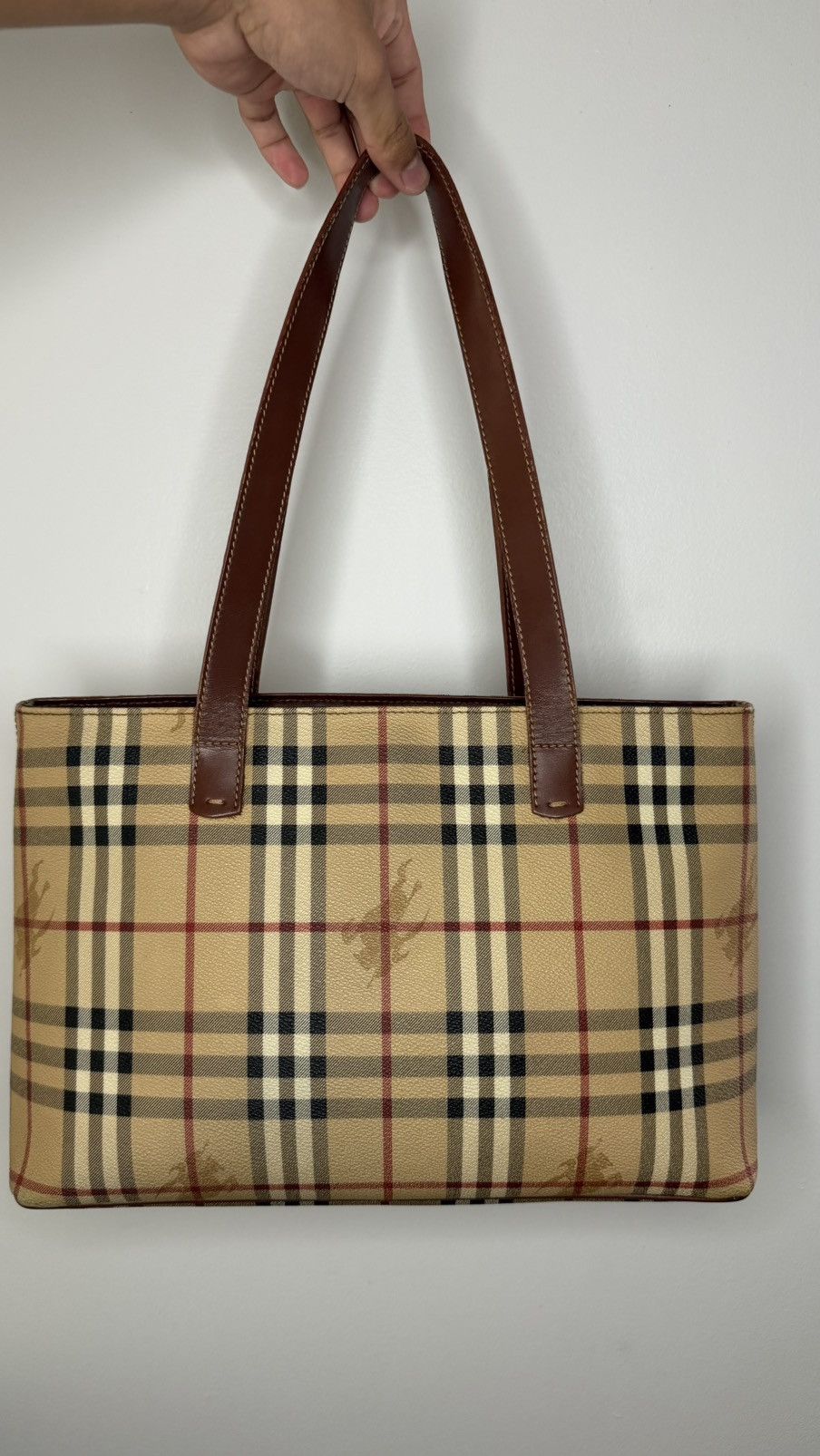 Burberry Burberry London Beige House Check Leather Haymarket Handbag Size ONE SIZE - 2 Thumbnail