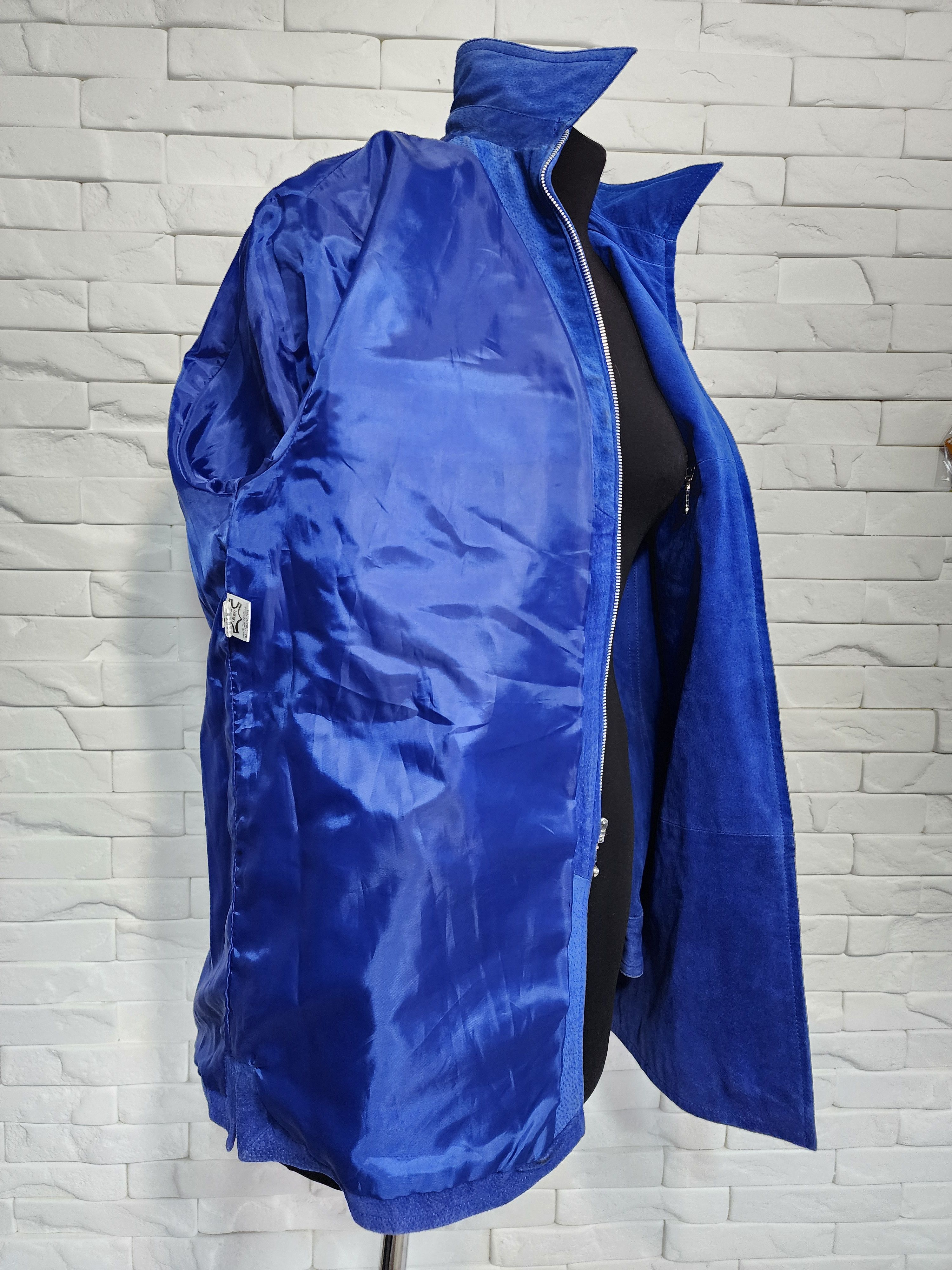 Other Blue Suede Leather Shirt: Women's Metal Zipper Jacket Size XXL / US 16-18 / IT 52-54 - 10 Thumbnail