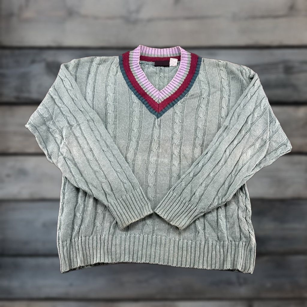 Cos VINTAGE COSI Sweater Womens L Green Pullover Cable Knit V Neck 90s Fall Winter Spring Casual Womens Size L / US 10 / IT 46 - 1 Thumbnail