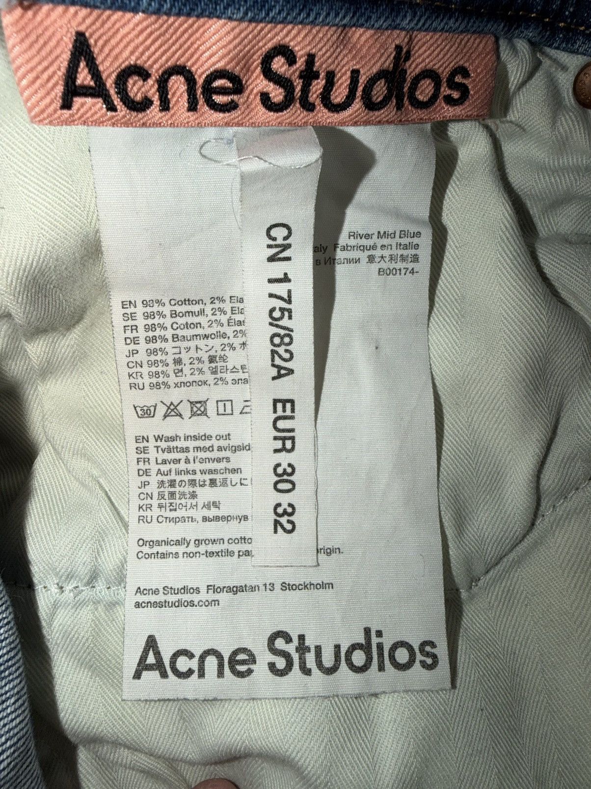Acne Studios River Mid Blue Pink Patch Denim Jean Size US 30 / EU 46 - 4 Thumbnail