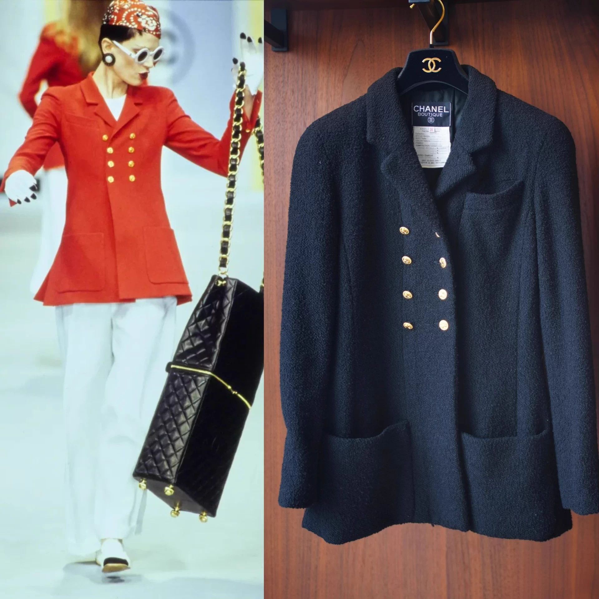 Chanel Chanel 1993 Black Gold Clover Buttons Wool Blazer fr36 Size XS / US 0-2 / IT 36-38 - 2 Thumbnail