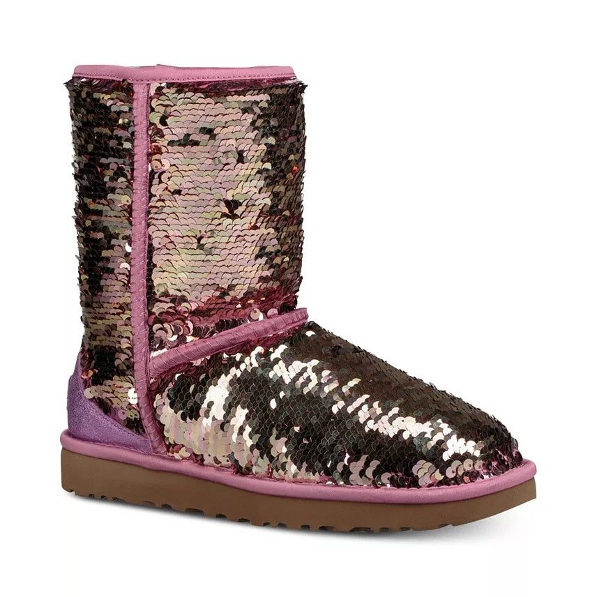 UGG Australia Pink iridescent sequin offers snow boots size 8