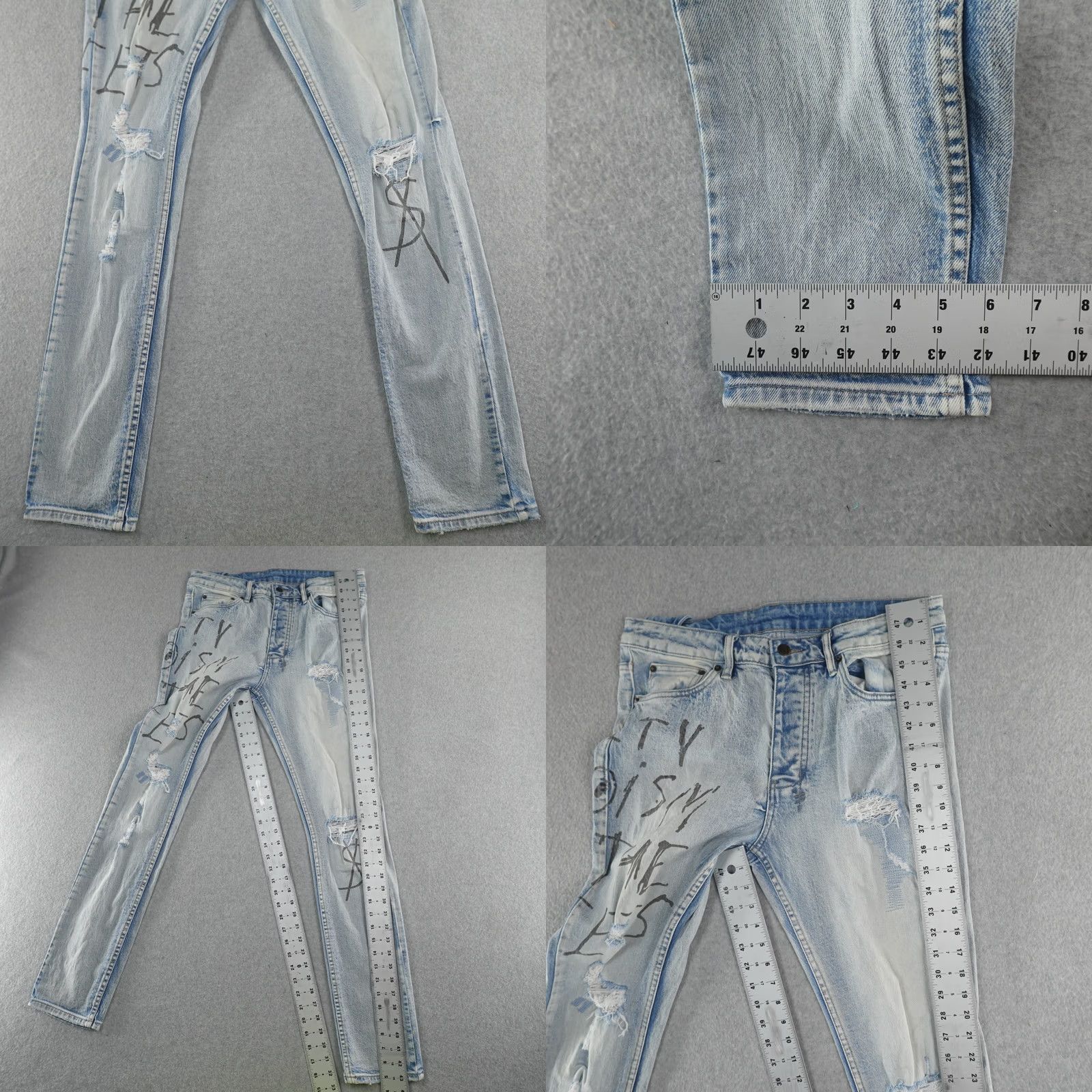 Ksubi ksubi Jeans Slim Men (33X33) Distressed Blue Denim 5-Pocket Button Closure Regular Inseam 33" Cotton Slim Fit Size US 32 / EU 48 - 8 Thumbnail