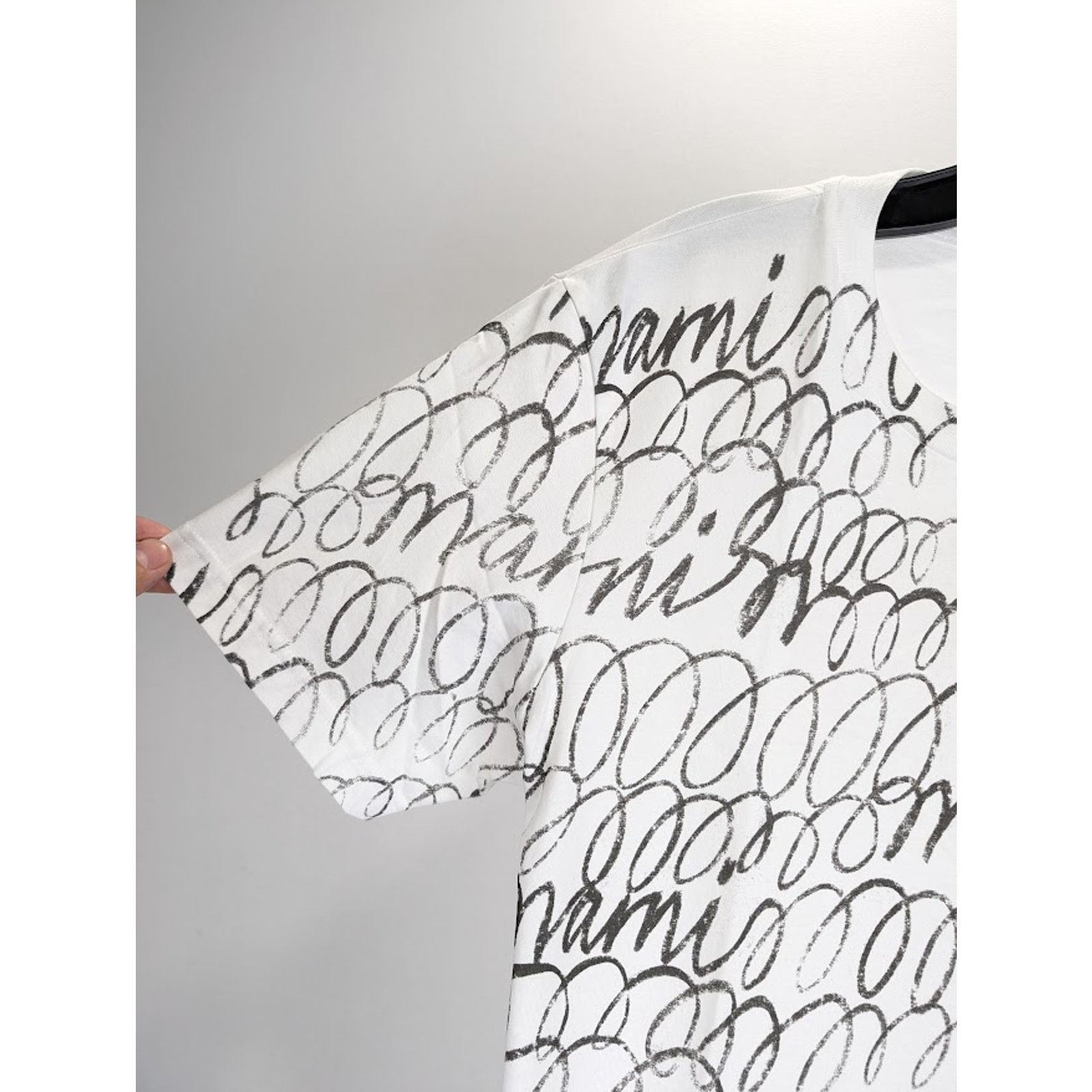Marni o1rshd1 Scribbled Marni Organic Jersey T-Shirt in Lily White Size US L / EU 52-54 / 3 - 7 Thumbnail