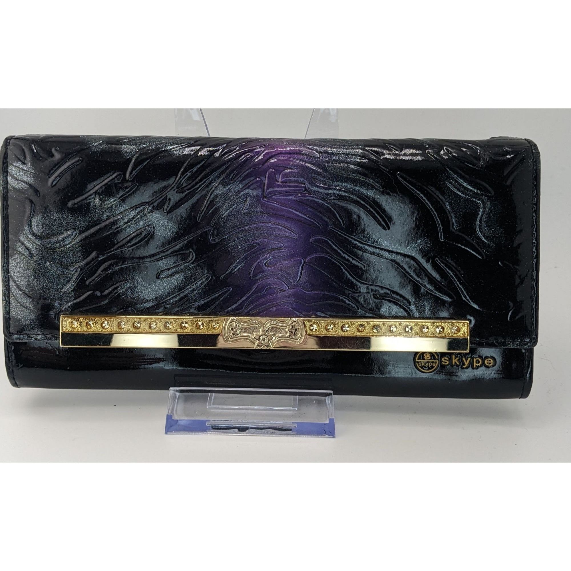 Other Gothic Skype Black And Purple Embossed Leather Wallet With G Size ONE SIZE - 5 Thumbnail