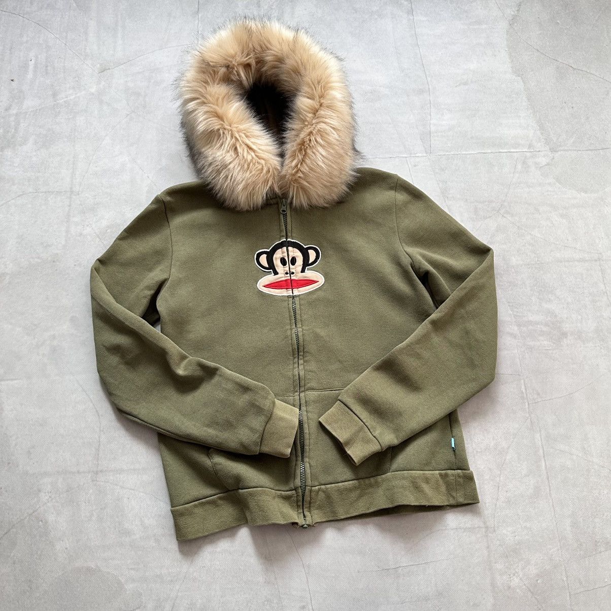 Y2K Paul Frank If Six Was Nine Vibe Fur Zip Hoodie Jacket