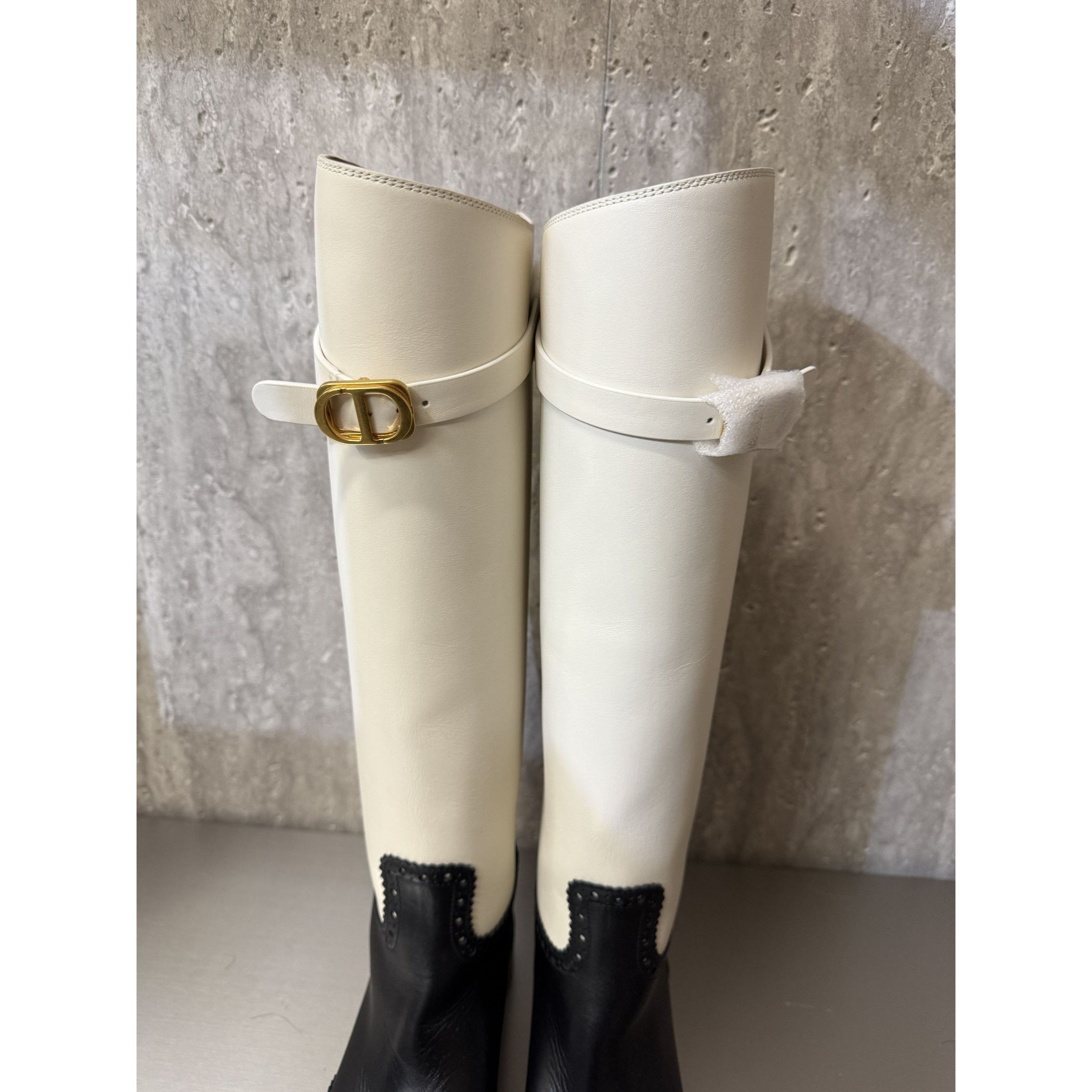 Dior Christian Dior Womens Two-Tone Leather Tall Riding Boots Bla Size US 6.5 / IT 36.5 - 13 Thumbnail