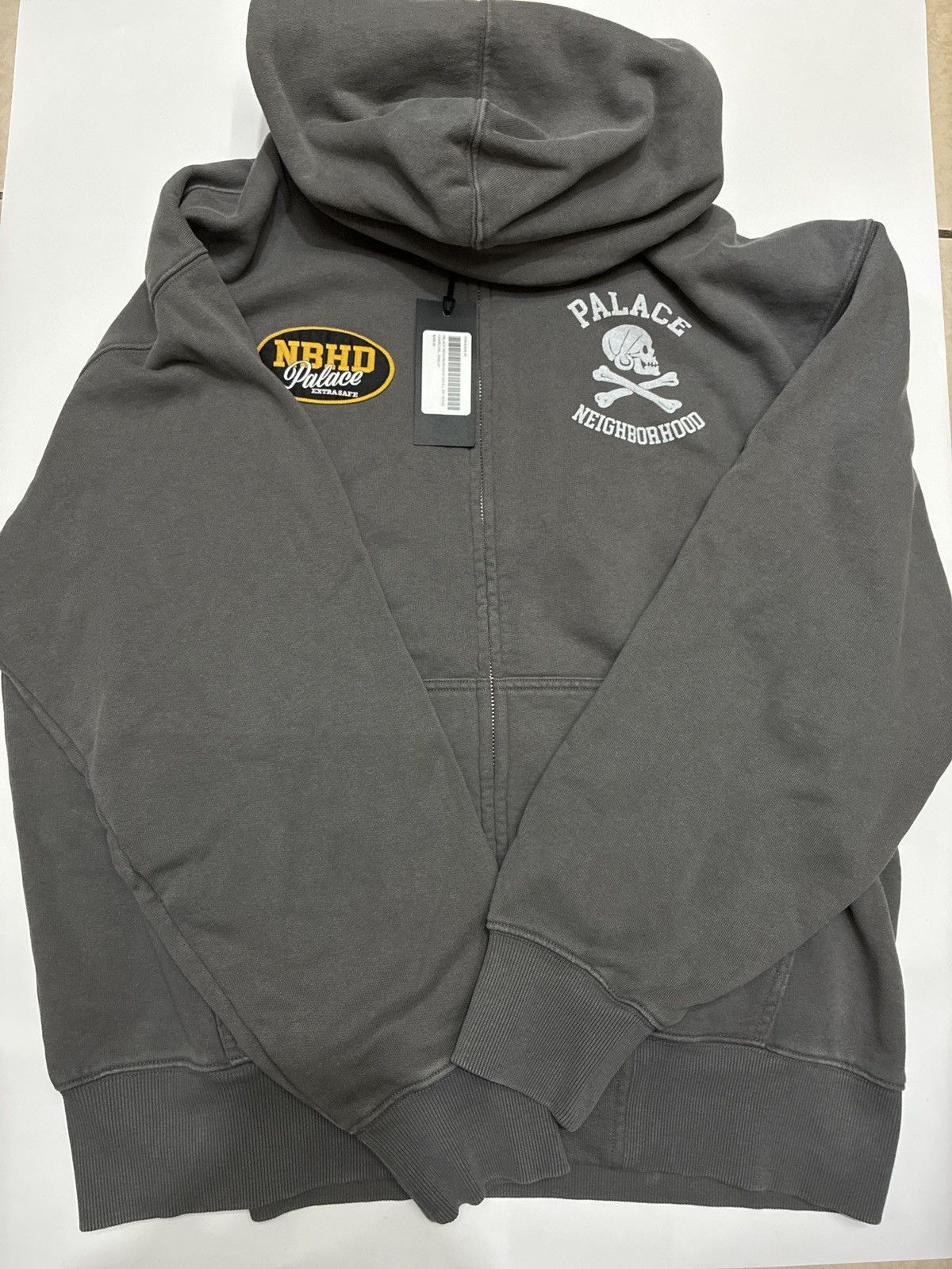 PALACE NEIGHBORHOOD SKULL ZIP HOOD グレー PALACE NEIGHBORHOOD Skull Zip Hood XL