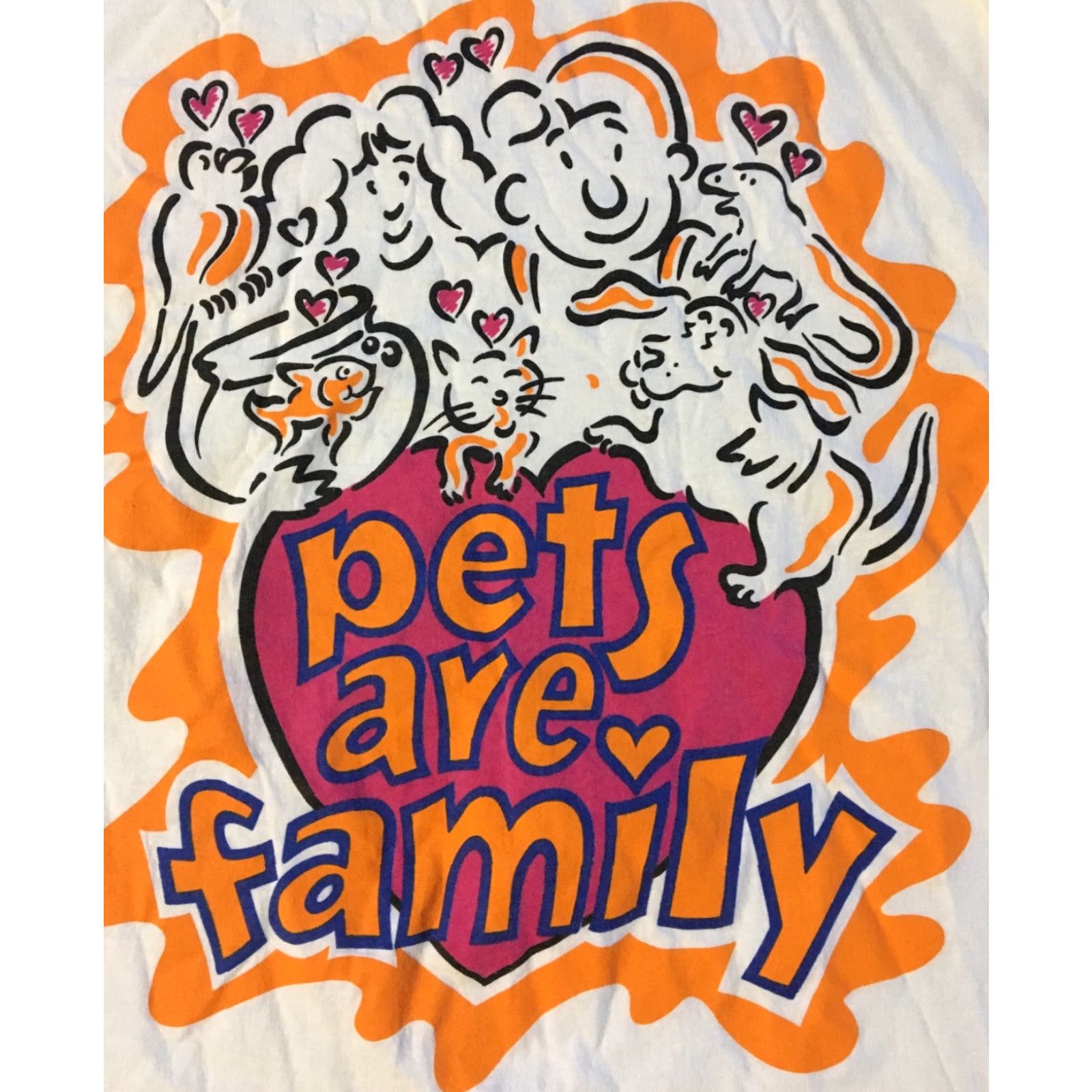Hanes VINTAGE Petsmart Pets Are Family Shirt Men L White 90s Dog Cat Art Love Family Cartoon Halloween Grunge Hip Hop USA USA Size US L / EU 52-54 / 3 - 2 Thumbnail
