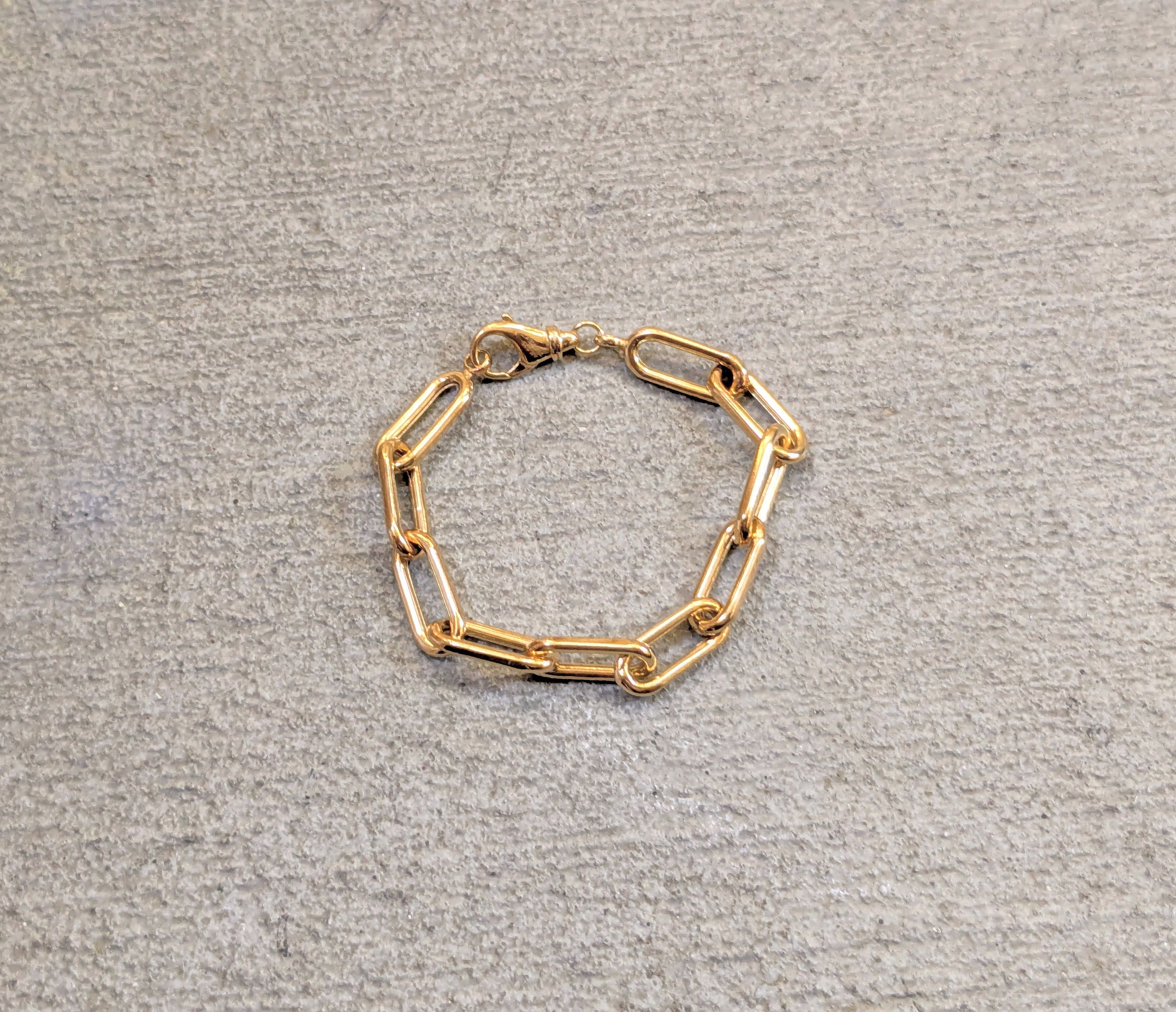 Jewelry Vintage Sterling Silver Paperclip Bracelet Gold Vermeil 7" Size ONE SIZE - 1 Thumbnail