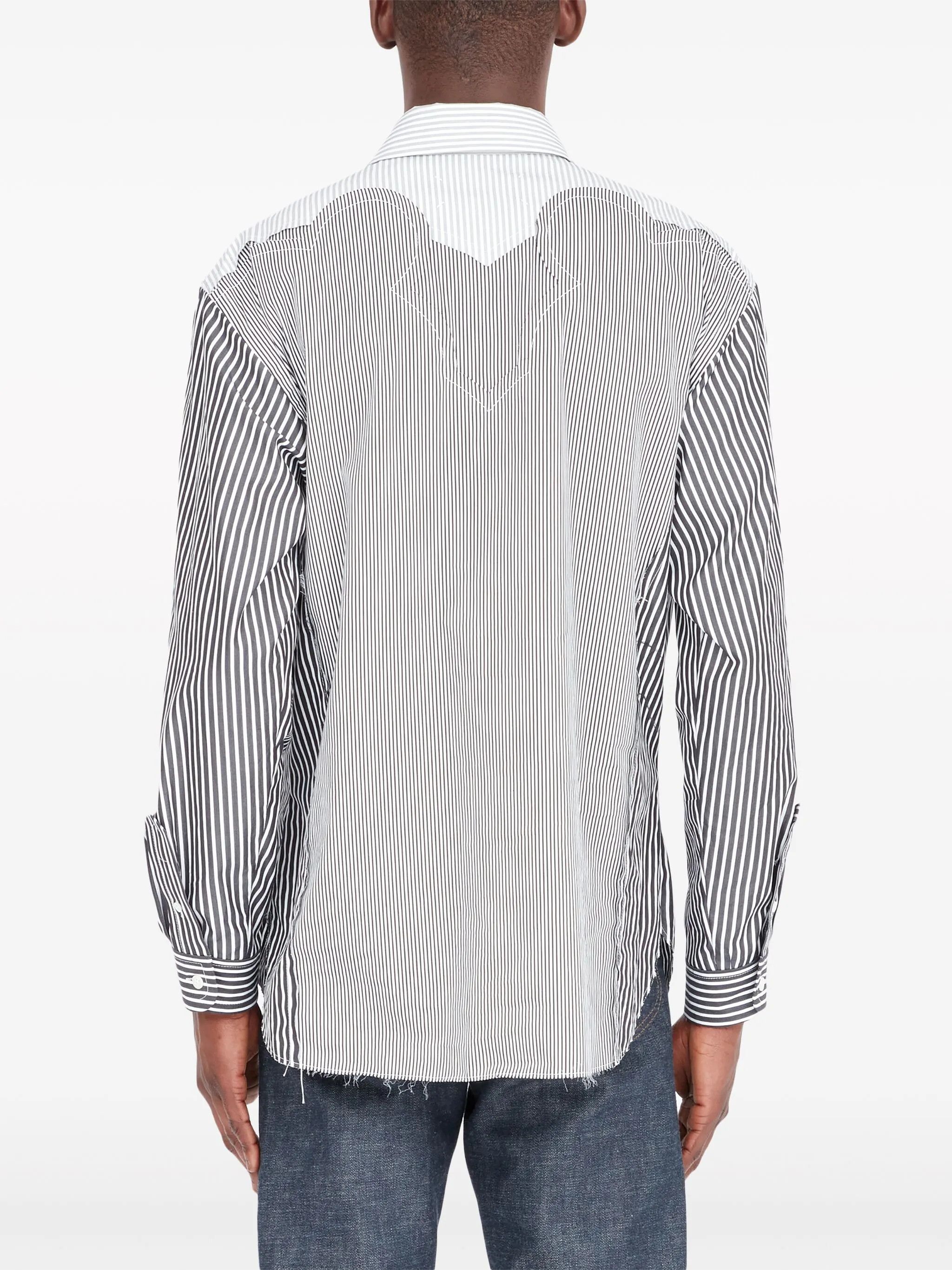 Maison Margiela oc11z0925 Yoke Striped Shirt in White/Black Size US S / EU 44-46 / 1 - 5 Thumbnail