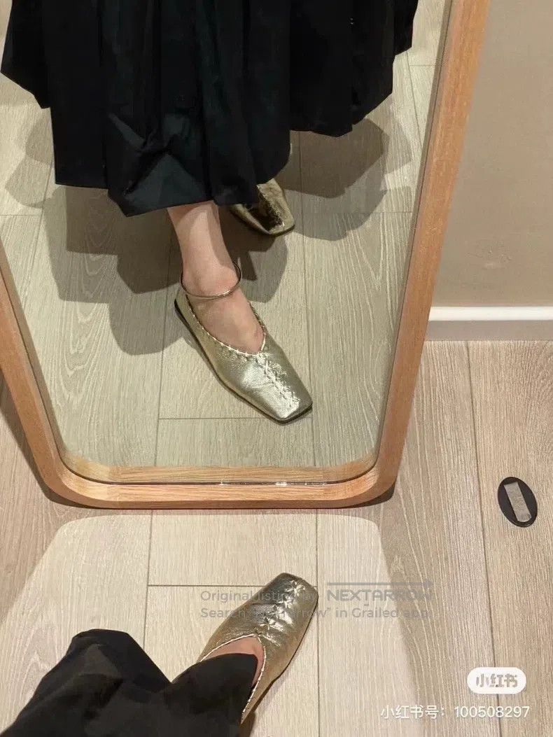 Jil Sander Jil Sander Classic square toe metal round edge woven singl Size US 4.5 / IT 34.5 - 2 Thumbnail