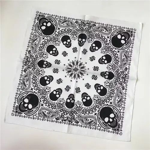Other 3pcs Printed Skull Square Cotton Bandanas Size ONE SIZE - 3 Thumbnail