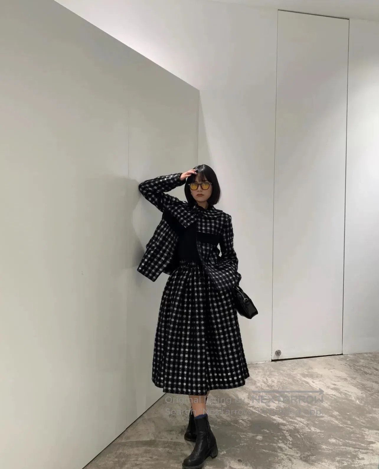 CDG by Comme des Garcons Black and White Plaid Wool Coat. Size XS / US 0-2 / IT 36-38 - 3 Thumbnail