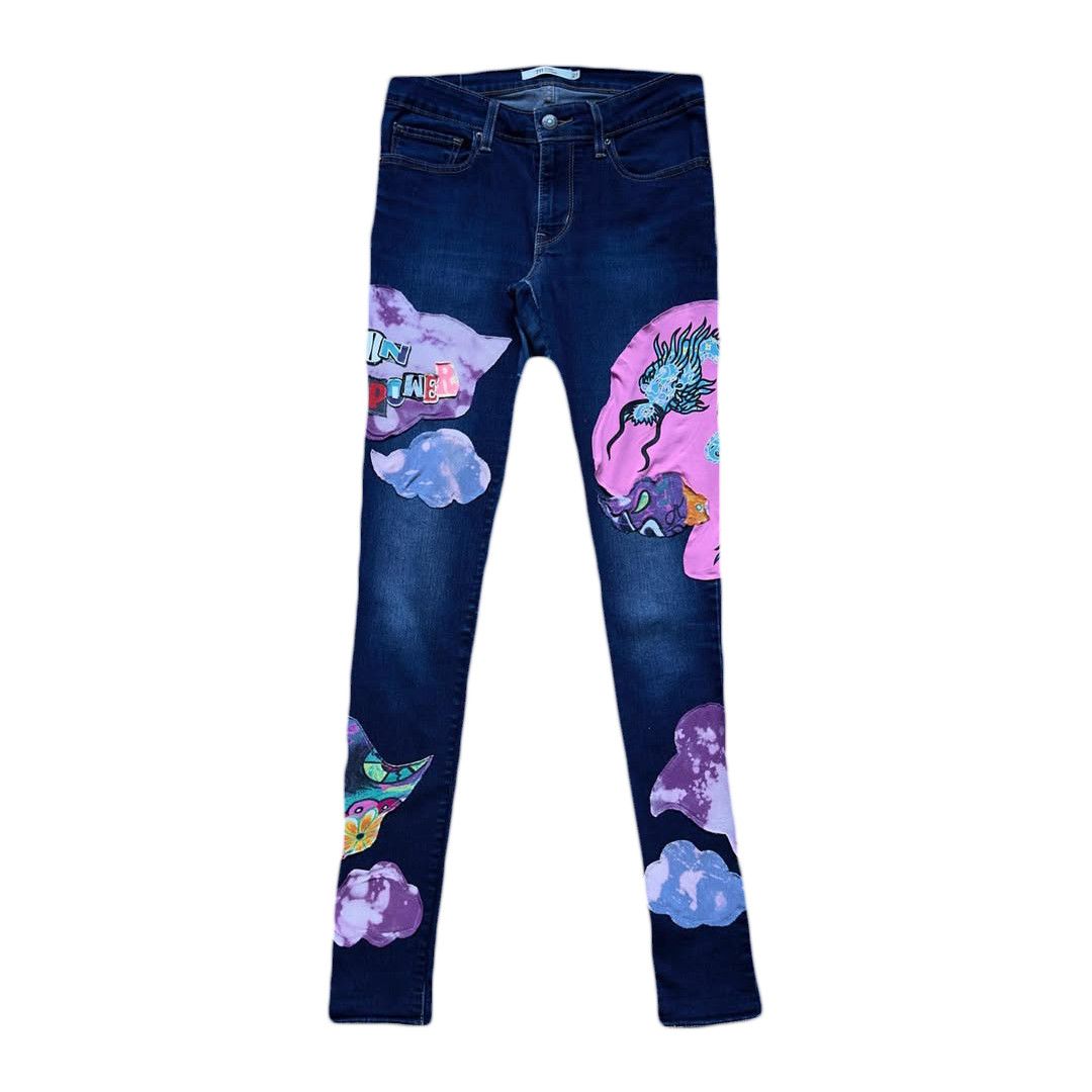 Levi's Upcycled “DRAGON POWER” Timberland Jeans Size 27" / US 4 / IT 40 - 1 Thumbnail