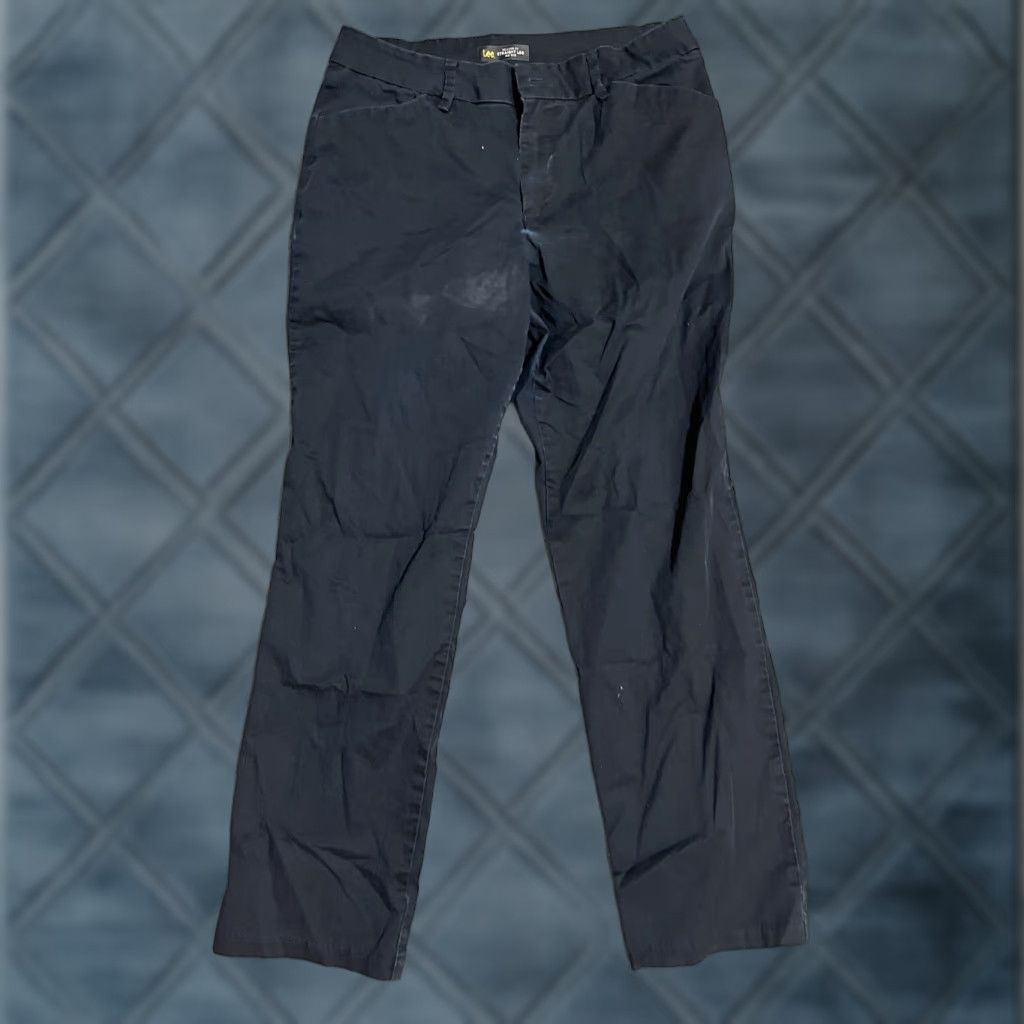 Lee LEE Women's Pant Straight Khaki All Day Mid Rise 10 Black Size 32" / US 10 / IT 46 - 1 Thumbnail