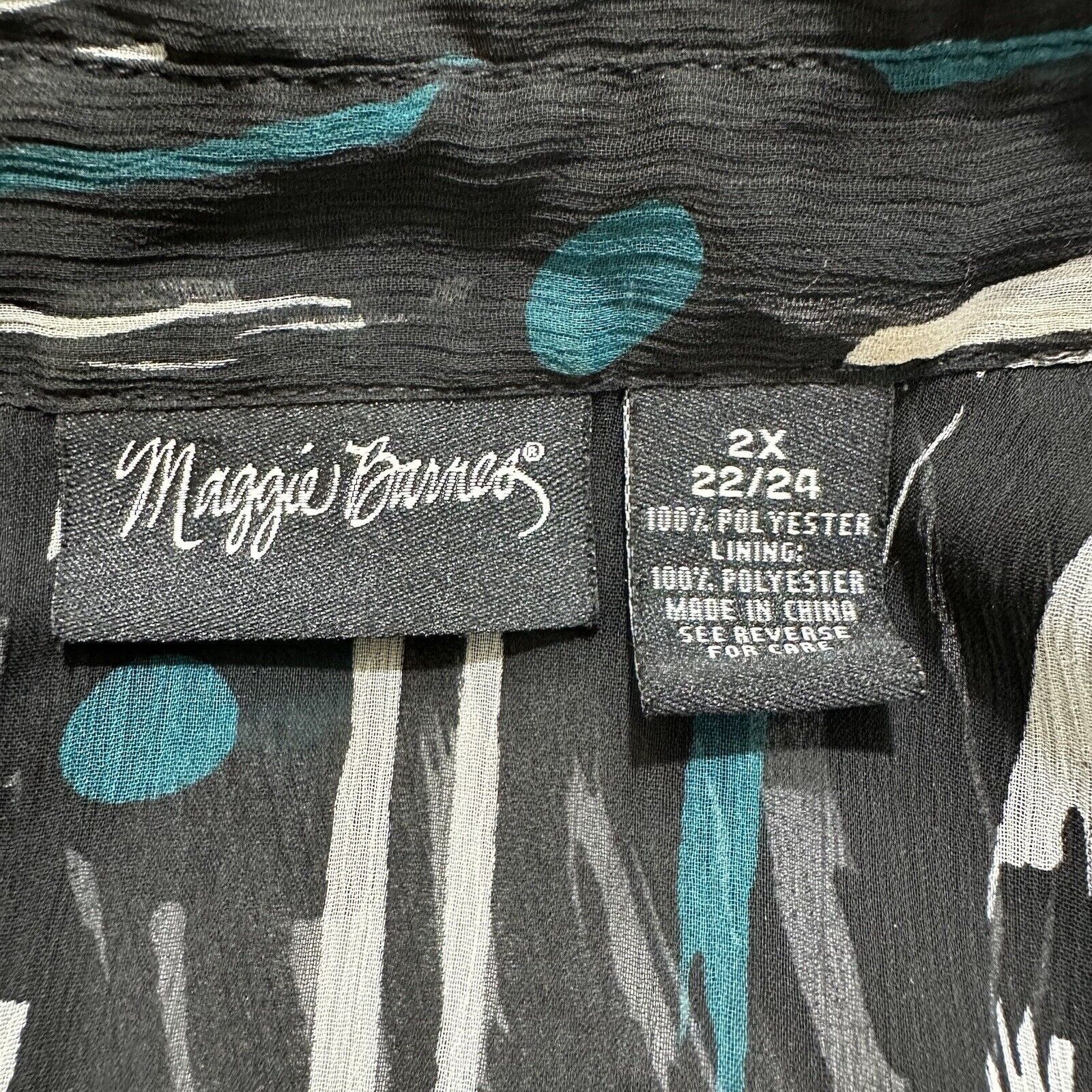 Other Maggie Barnes 2X 22/24 Sheer Button Down Blouse Lightweight Size XXL / US 16-18 / IT 52-54 - 3 Thumbnail