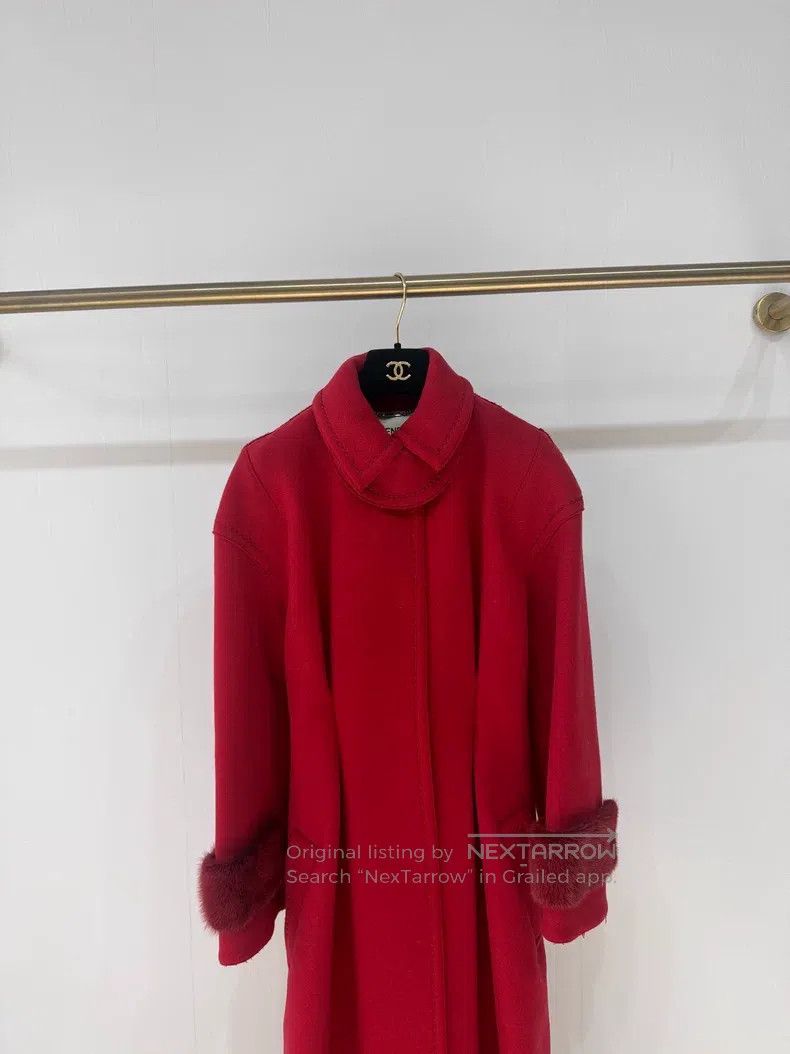 Fendi Fendi Crimson Red Mink Fur Collar Wool Cashmere Coat Size XXS / US 00 / IT 34 - 3 Thumbnail