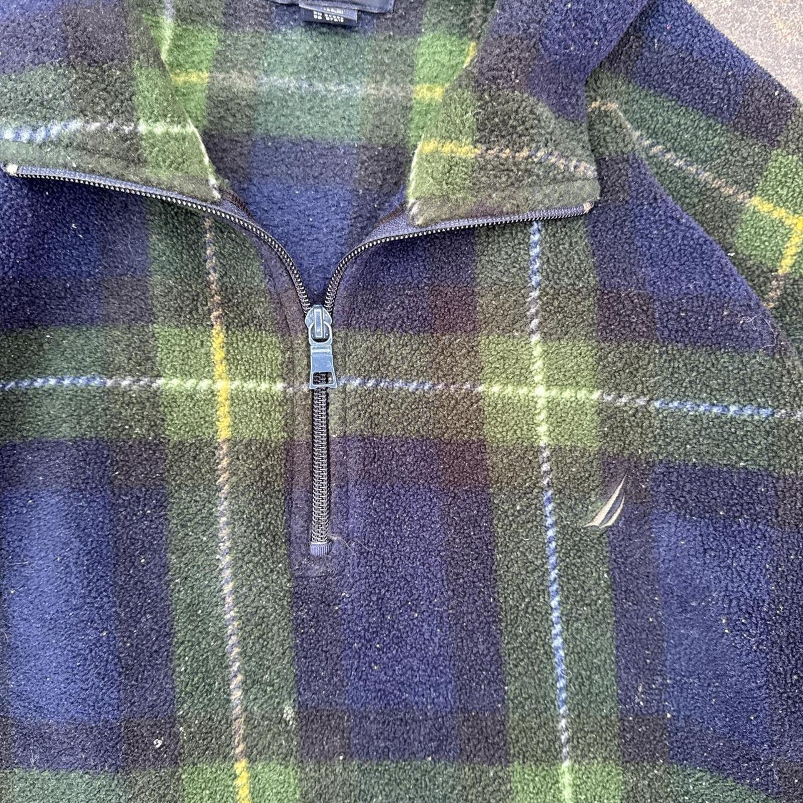 Nautica Vintage 90s Nautica Fleece Plaid QuarterZip Pullover Size XL Size US XL / EU 56 / 4 - 3 Thumbnail