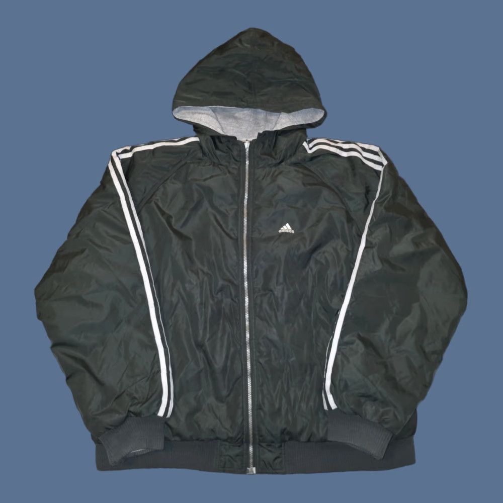 Adidas VINTAGE Adidas Reversible Bomber Jacket Men's XL Forest Green/Gray Hooded Zip Full Zip 90s Sports Retro Light Weight Winter Fall Spring Walking Hiking Size US XL / EU 56 / 4 - 1 Thumbnail