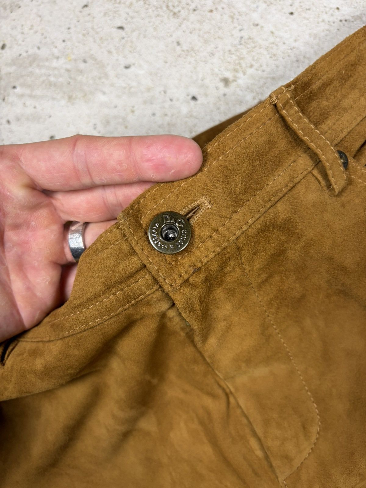 Dolce & Gabbana 2000s Dolce & Gabbana Camel Suede Leather Bootcut Pants Flar Size US 31 - 11 Thumbnail