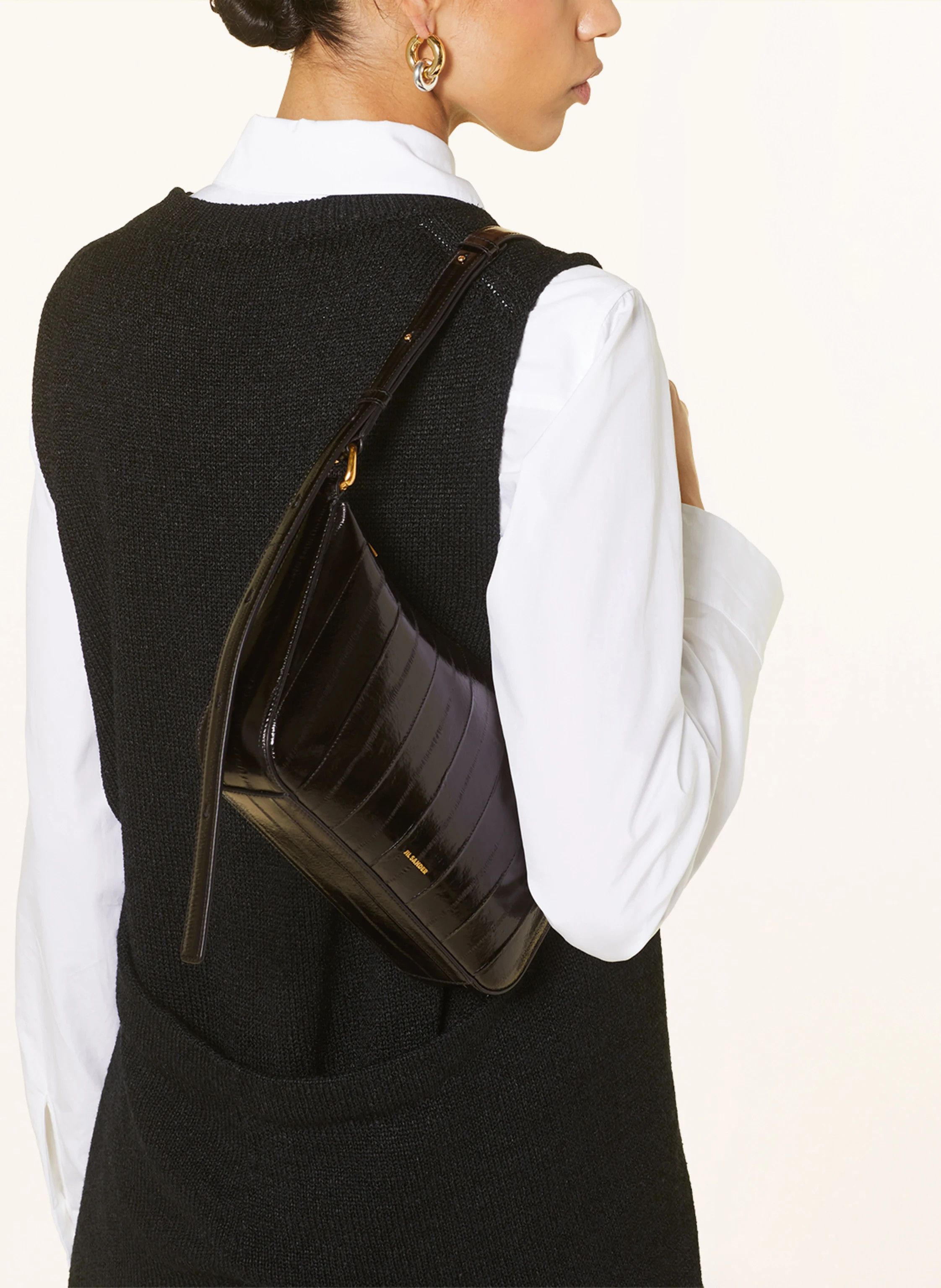 Jil Sander o1loc1c1124 Size: OS/Fold Design Shoulder Bag in Black Size ONE SIZE - 5 Thumbnail