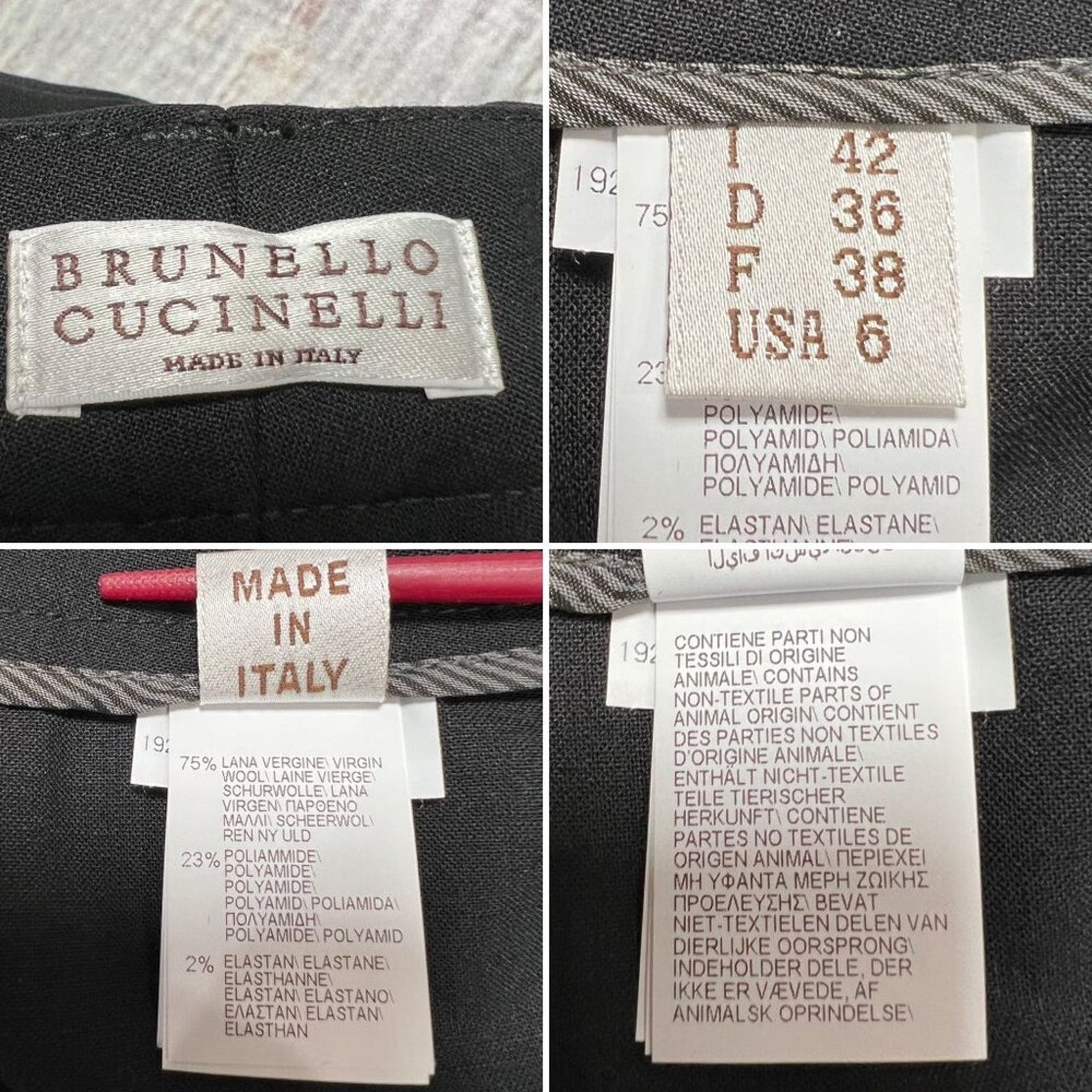 Brunello Cucinelli Brunello Cucinelli Wool Monili Wide Pant Black Size 6 Size 28" / US 6 / IT 42 - 6 Thumbnail