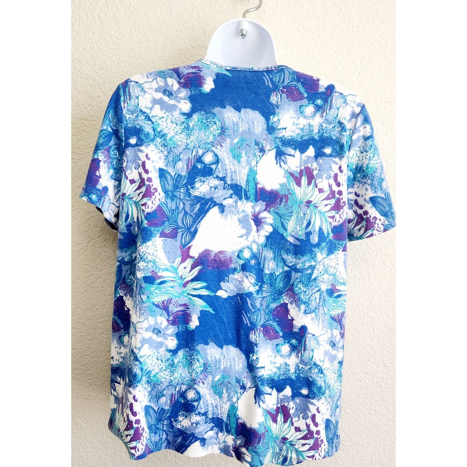 Other Rebecca Malone Blue White Floral Print Beading Detail Top M Size M / US 6-8 / IT 42-44 - 4 Thumbnail