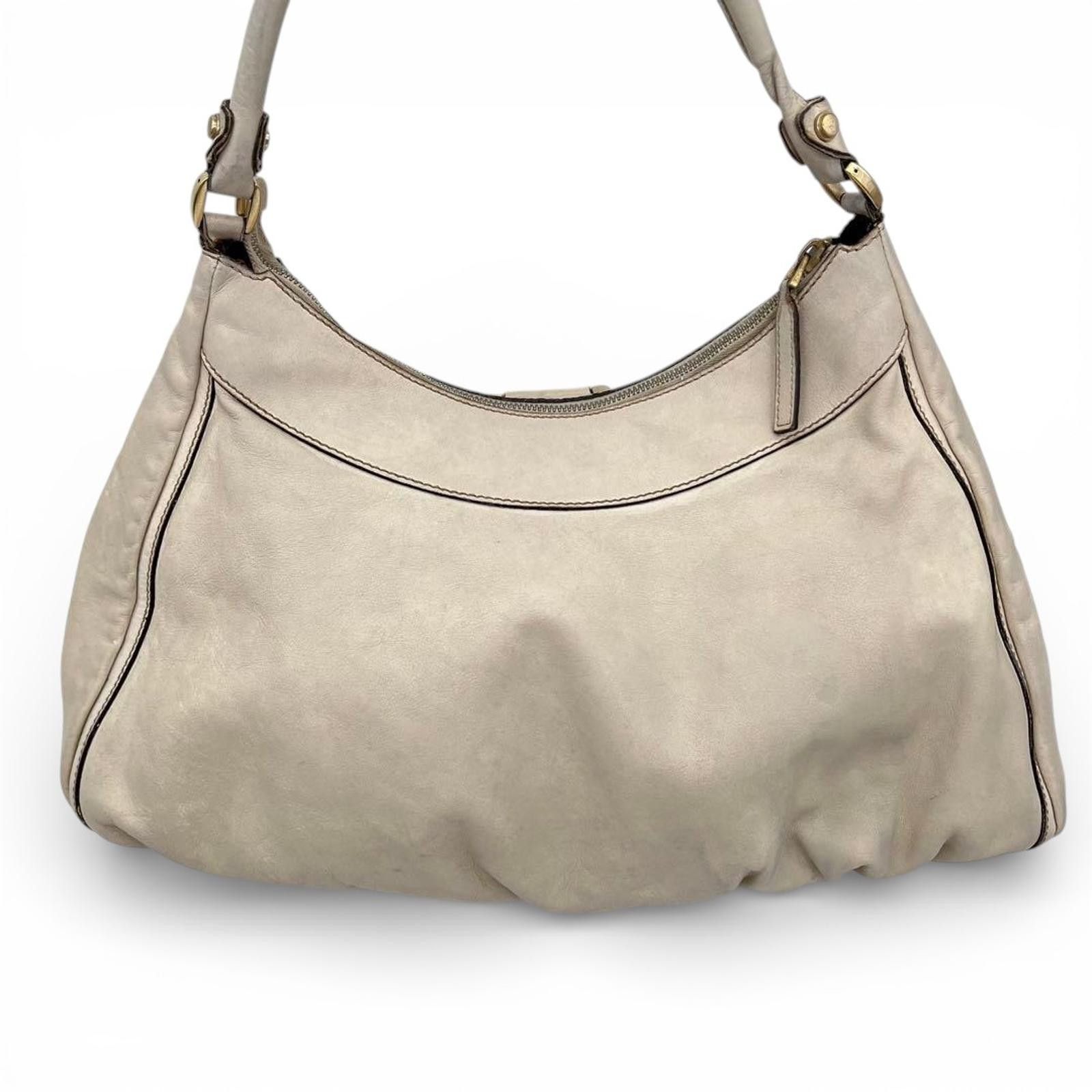 Gucci Gucci - White Leather Handbag Gold Accent Size ONE SIZE - 2 Thumbnail