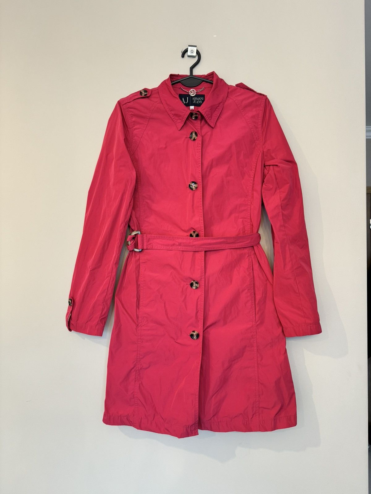 Armani Armani Jeans pink coat trench women rare vintage jacket Size M / US 6-8 / IT 42-44 - 2 Thumbnail