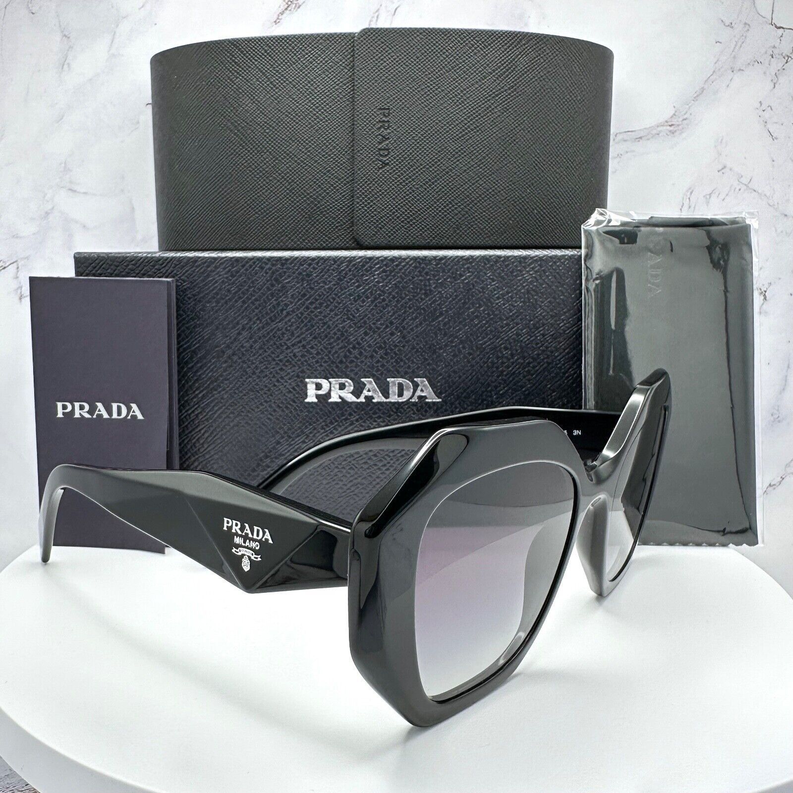 Prada New Prada Sunglasses Black Symbole Logo Square Geometric Size ONE SIZE - 3 Thumbnail