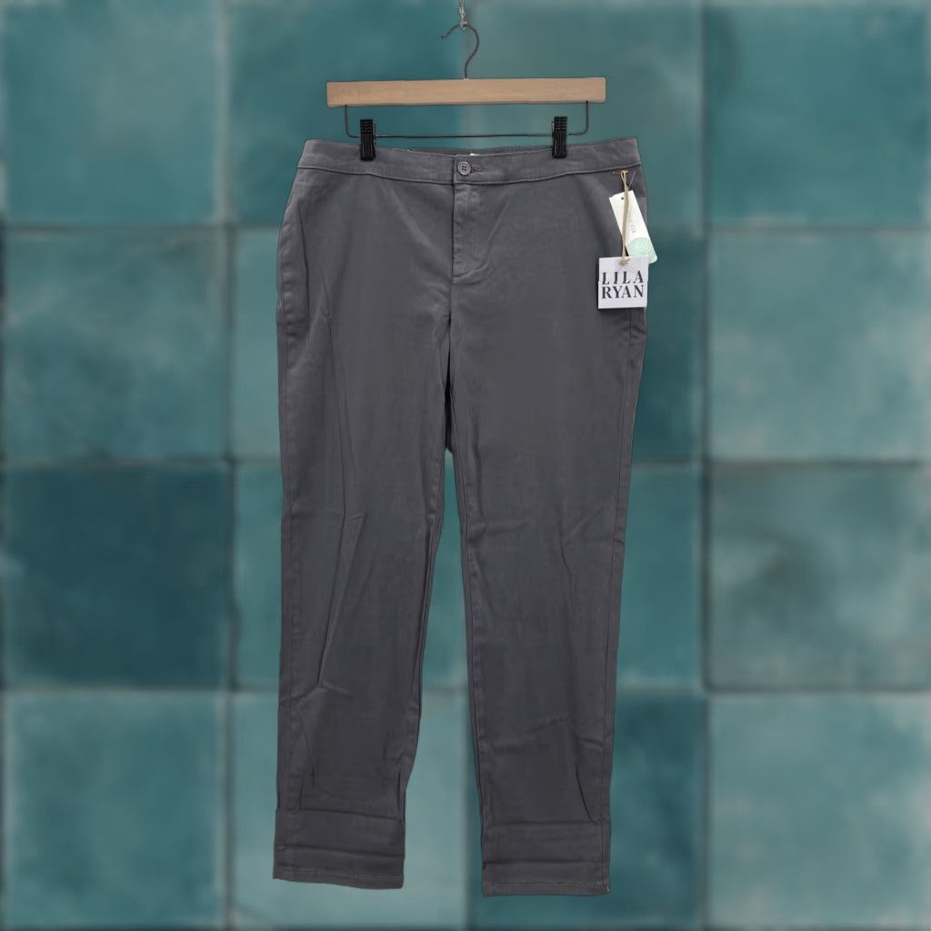 Vintage Lila Ryan Pants Womens 14 Grey Zuri Skinny Tapered Trouser Stretch Workwear Casual Size 36" / US 14 / IT 50 - 1 Thumbnail