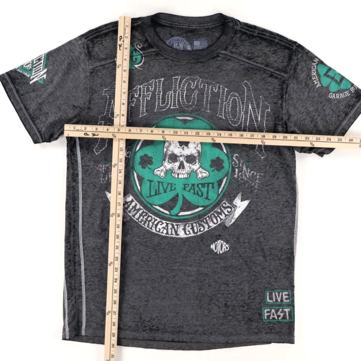 Affliction Affliction American Customs All Over Print T-Shirt Black Men's XL Shirt Slim fit Size US XL / EU 56 / 4 - 3 Thumbnail